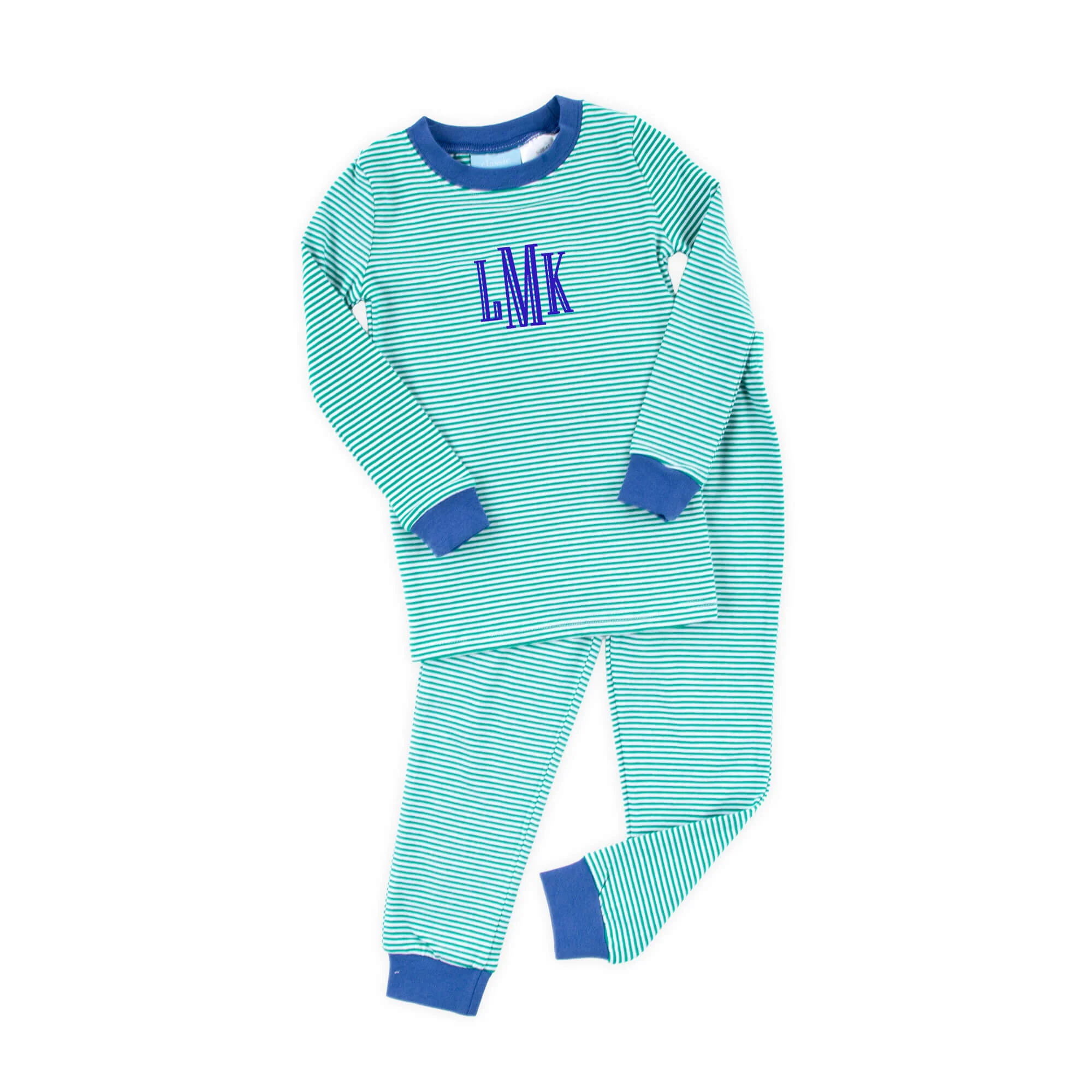 Green Stripe Pajamas with Royal - Image 2