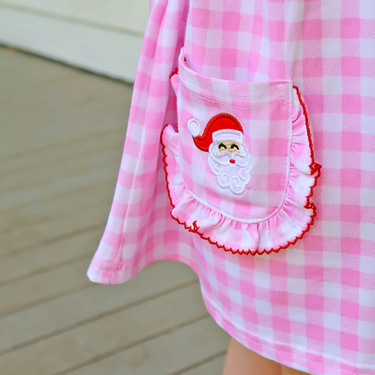 Happy Santa Pink Gingham Caroline Dress - Image 3