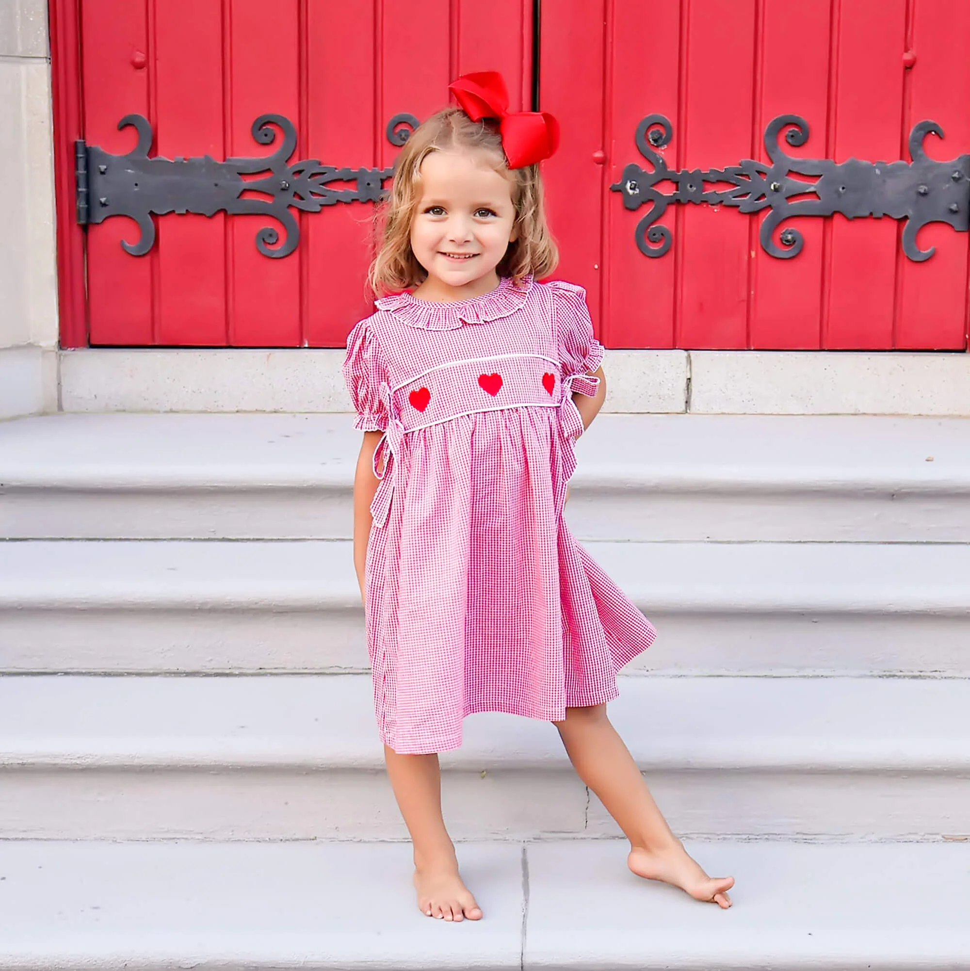 Heart Trio Red Gingham Avery Dress - Image 2