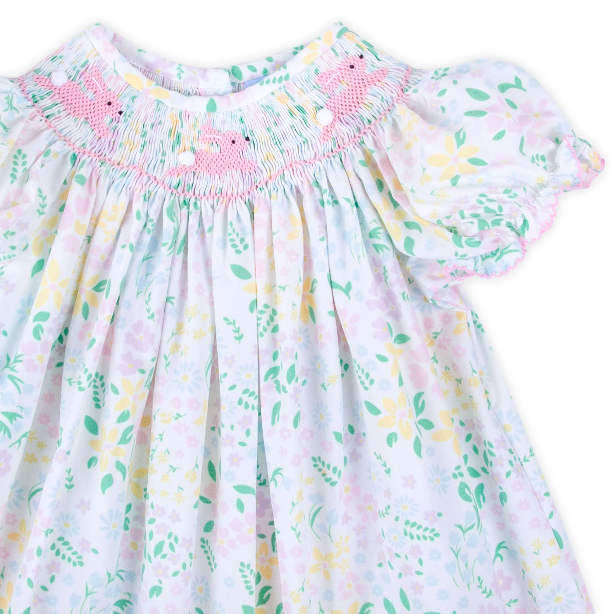 Hopping Bunny Smocked Garden Floral Bloomer Set - Image 3