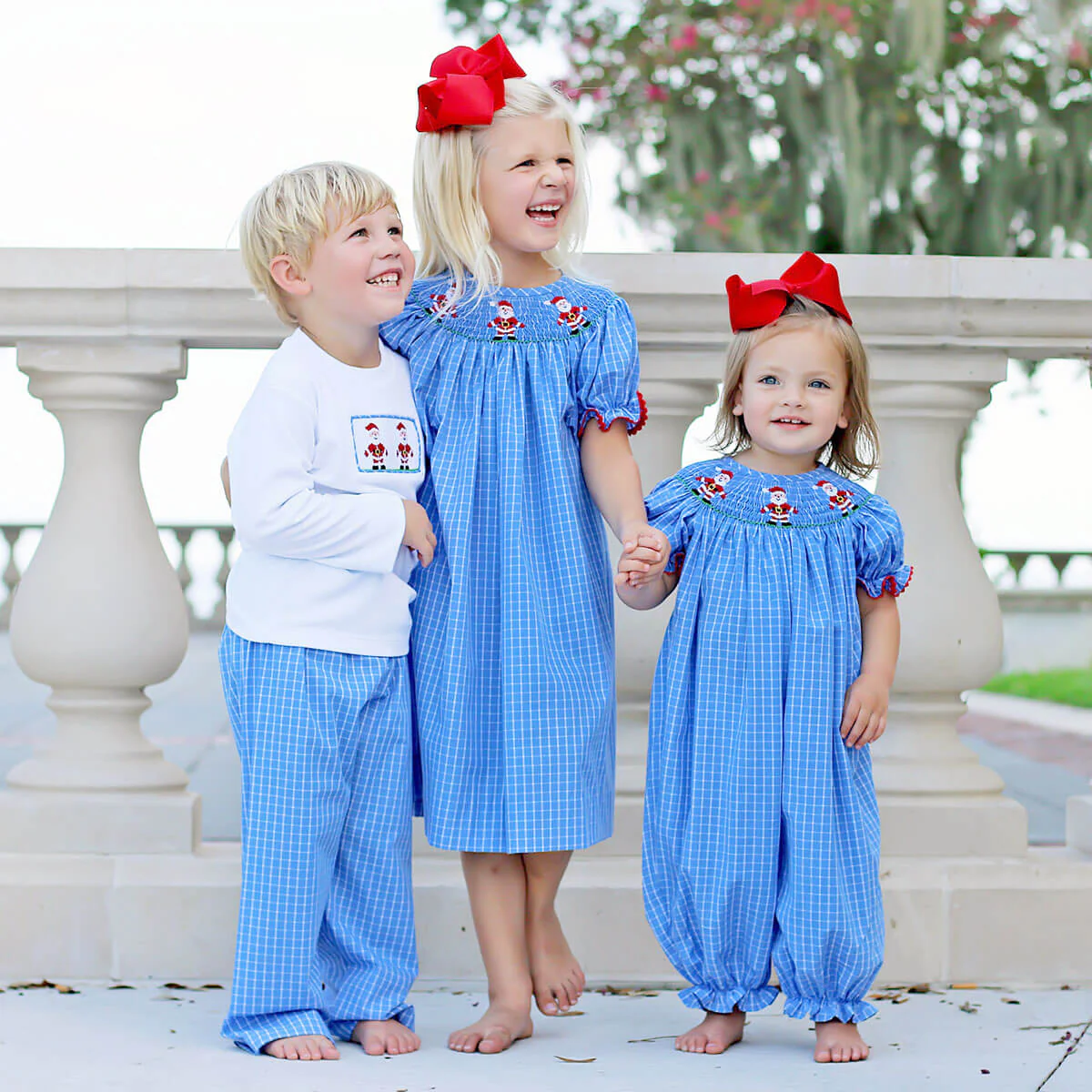 I Believe In Santa Blue Smocked Pant Set - Image 3