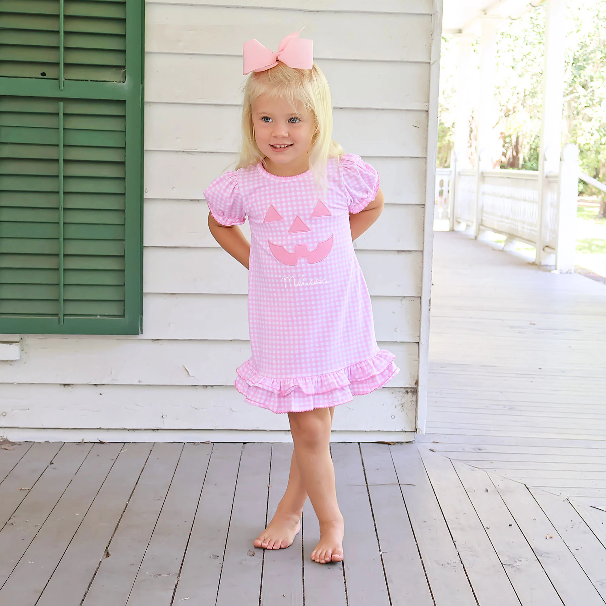 Jack O'Lantern Pink Gingham Milly Dress