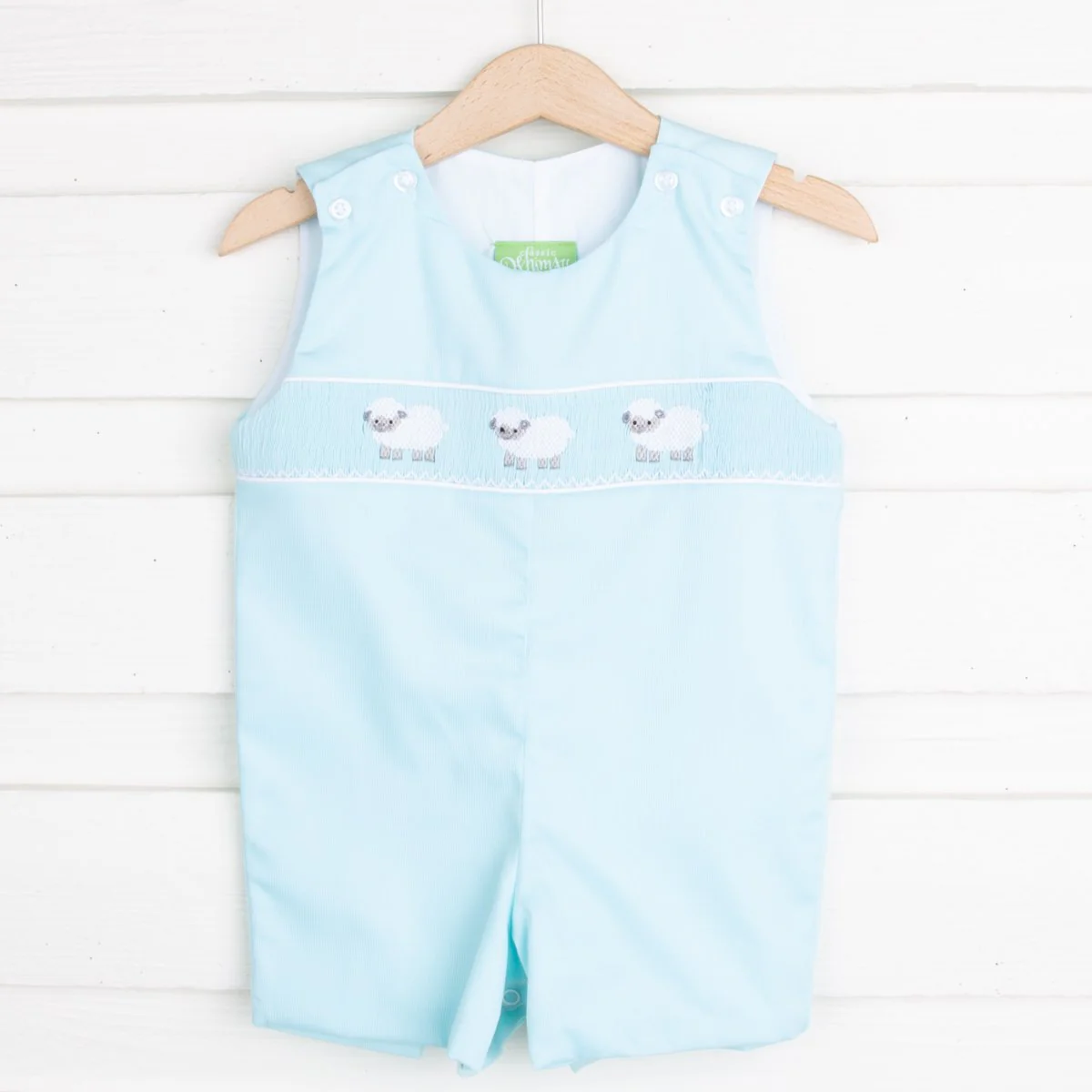 Lamb Smocked Jon Jon Mint Pique