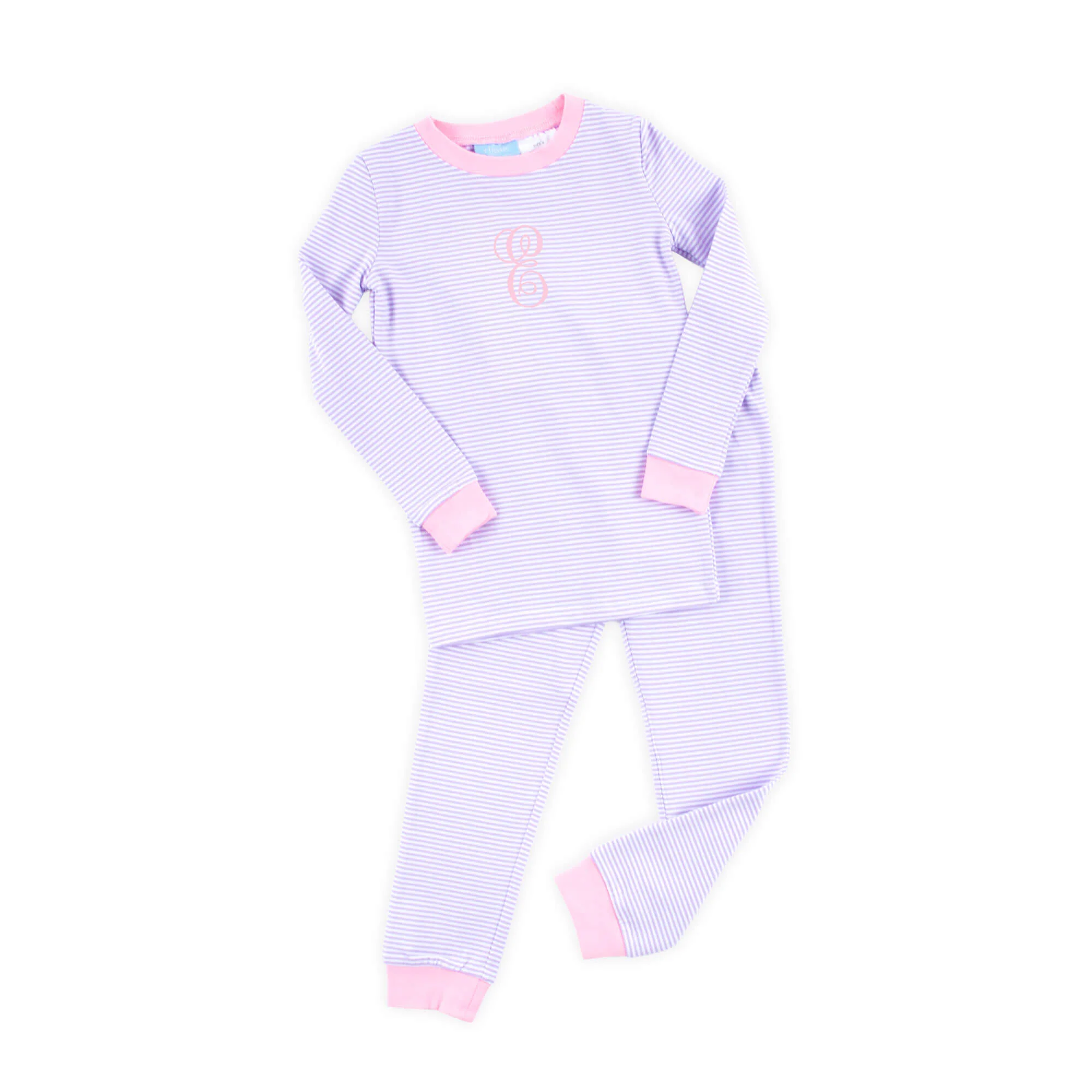 Lavender Stripe Pajamas with Pink - Image 2