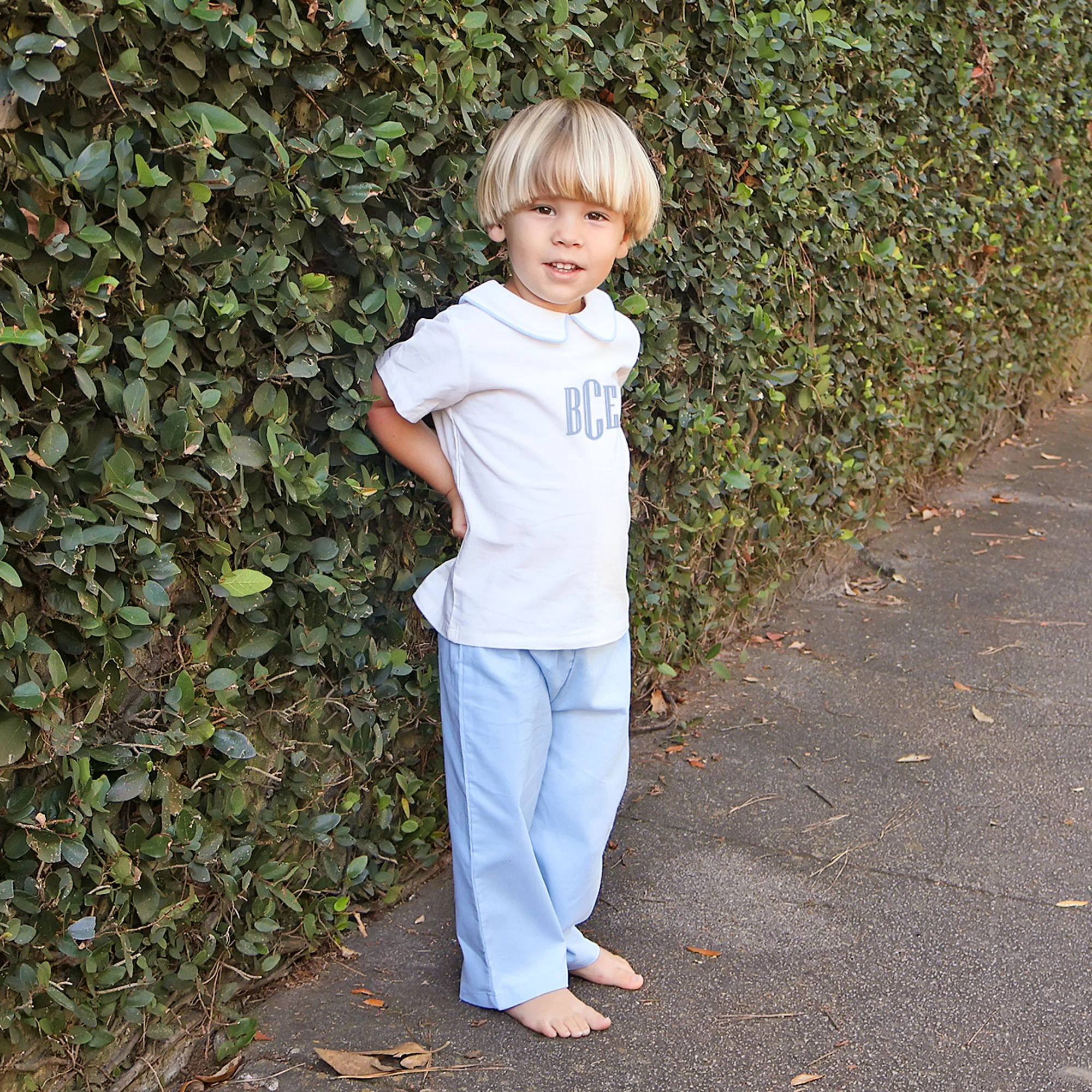 Light Blue Corduroy Collared Pant Set