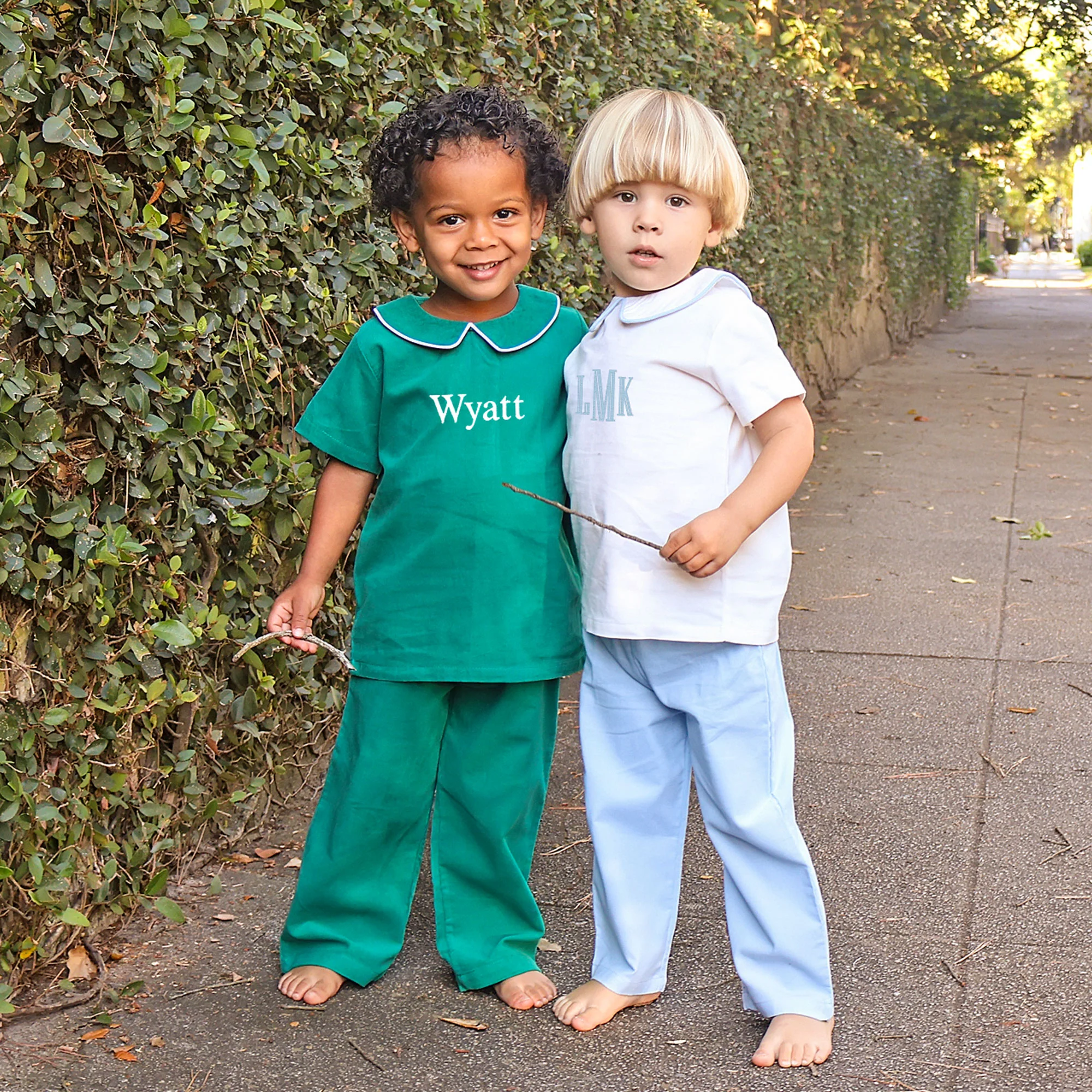 Light Blue Corduroy Collared Pant Set - Image 3