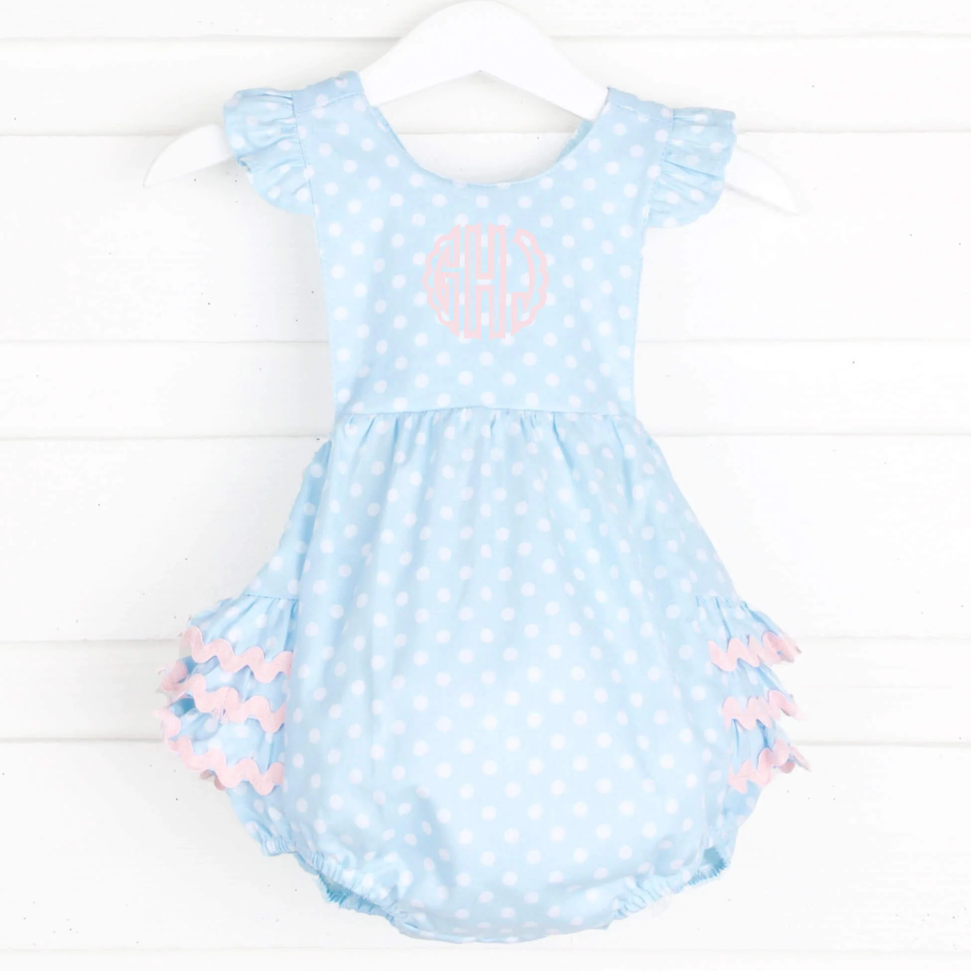 Light Blue Polka Dot Ruffle Bubble