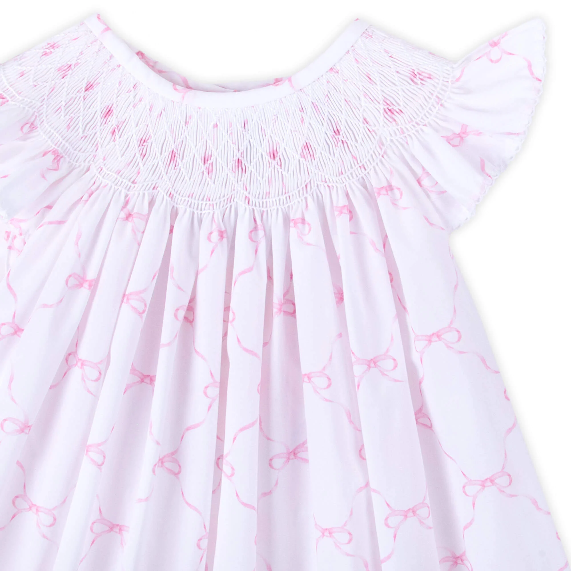 Little Pink Bow Smocked Angel Sleeve Bloomer Set - Image 4