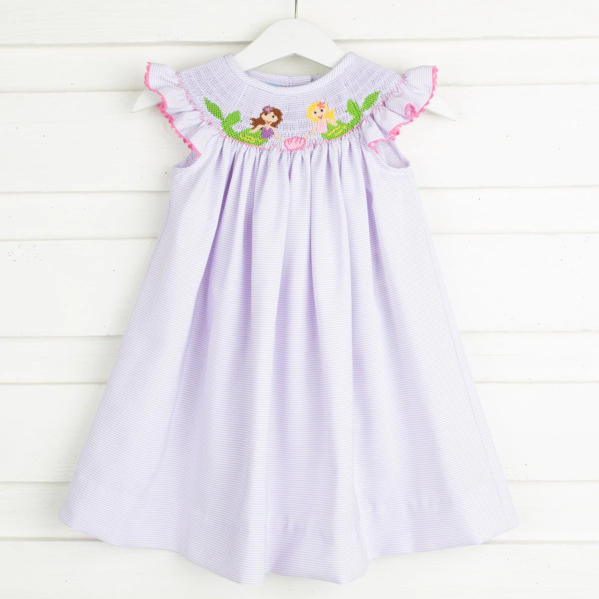 Mermaid Smocked Dress Lavender Stripe