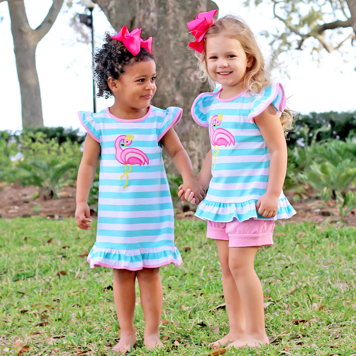 Mint Stripe Flamingo Short Set - Image 4