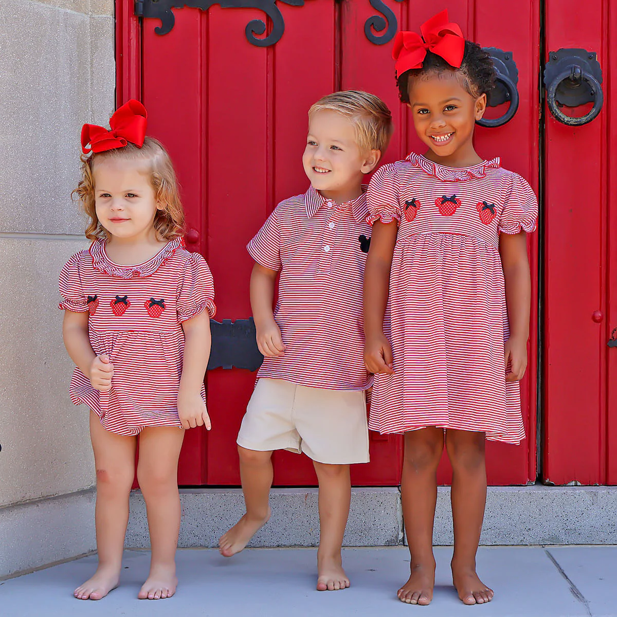 Mouse Ears Red Stripe Ruffle Collared Bubble - Image 3