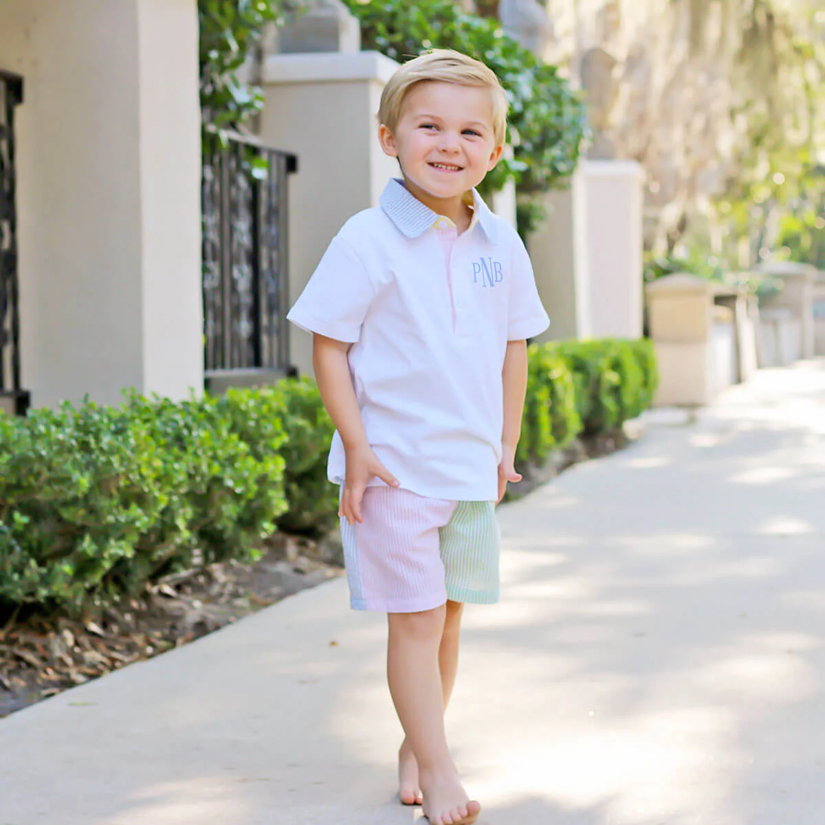 Multi Stripe Seersucker Polo Short Set - Image 2