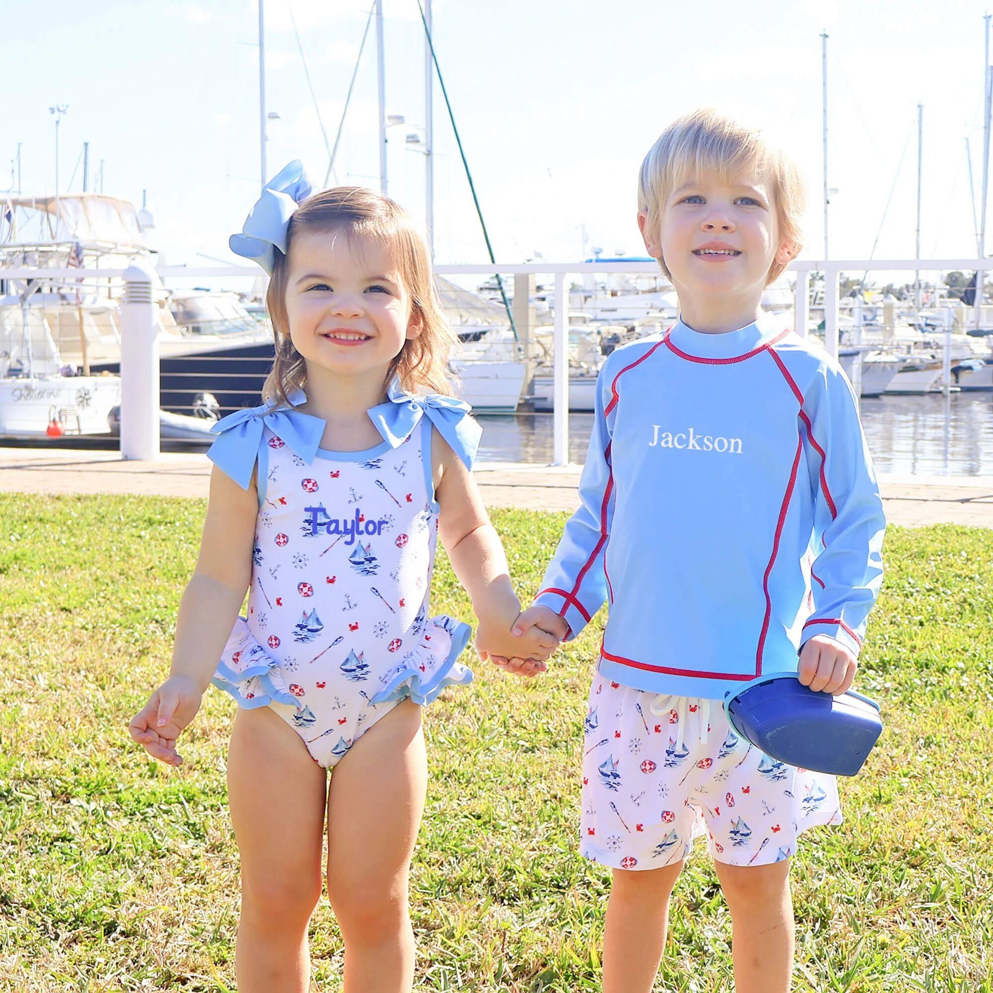 Nautical Blue with Red Trim Rash Guard - Image 5