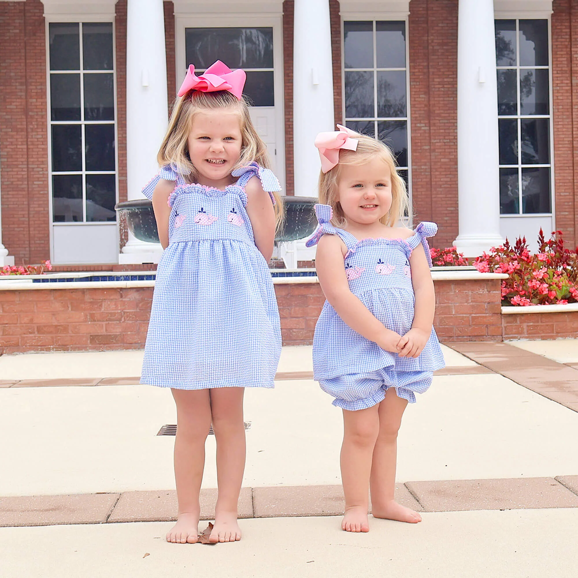 Ocean Whale Light Blue Gingham Aurora Bloomer Set - Image 4