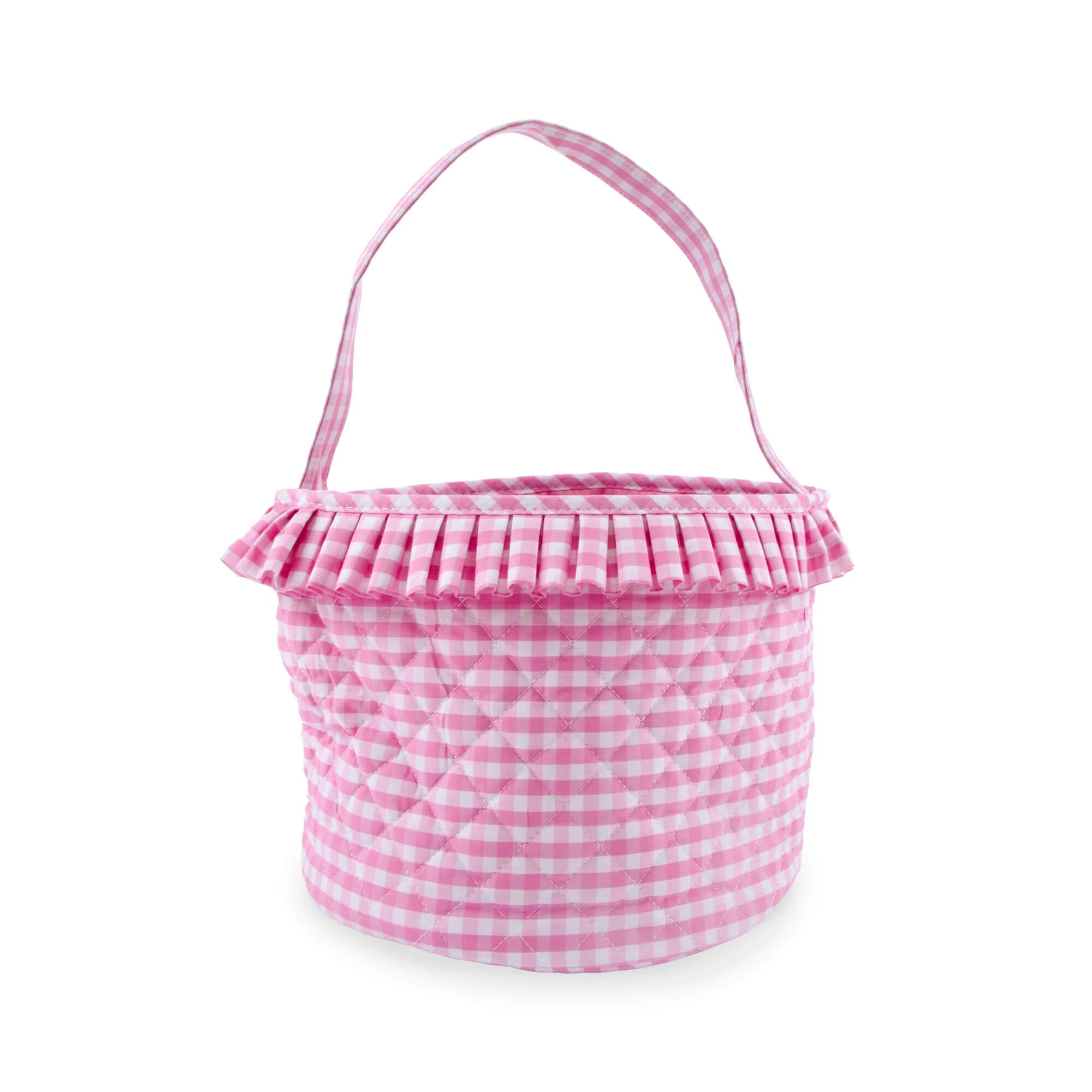 Gingham Quilted Bucket Basket - Image 7