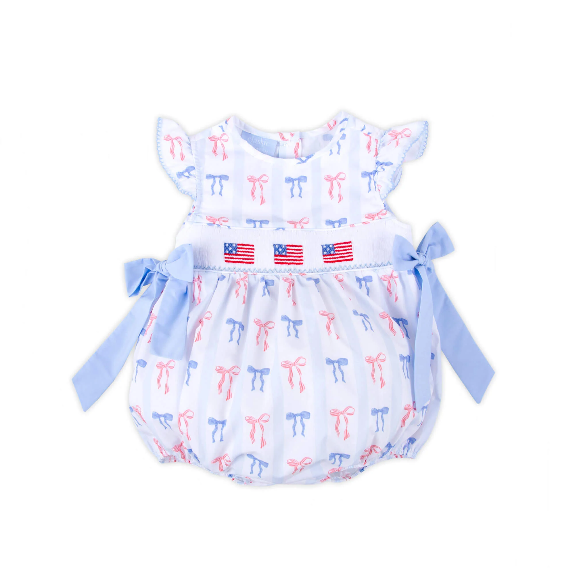 Patriotic Bows Smocked Beverly Bubble