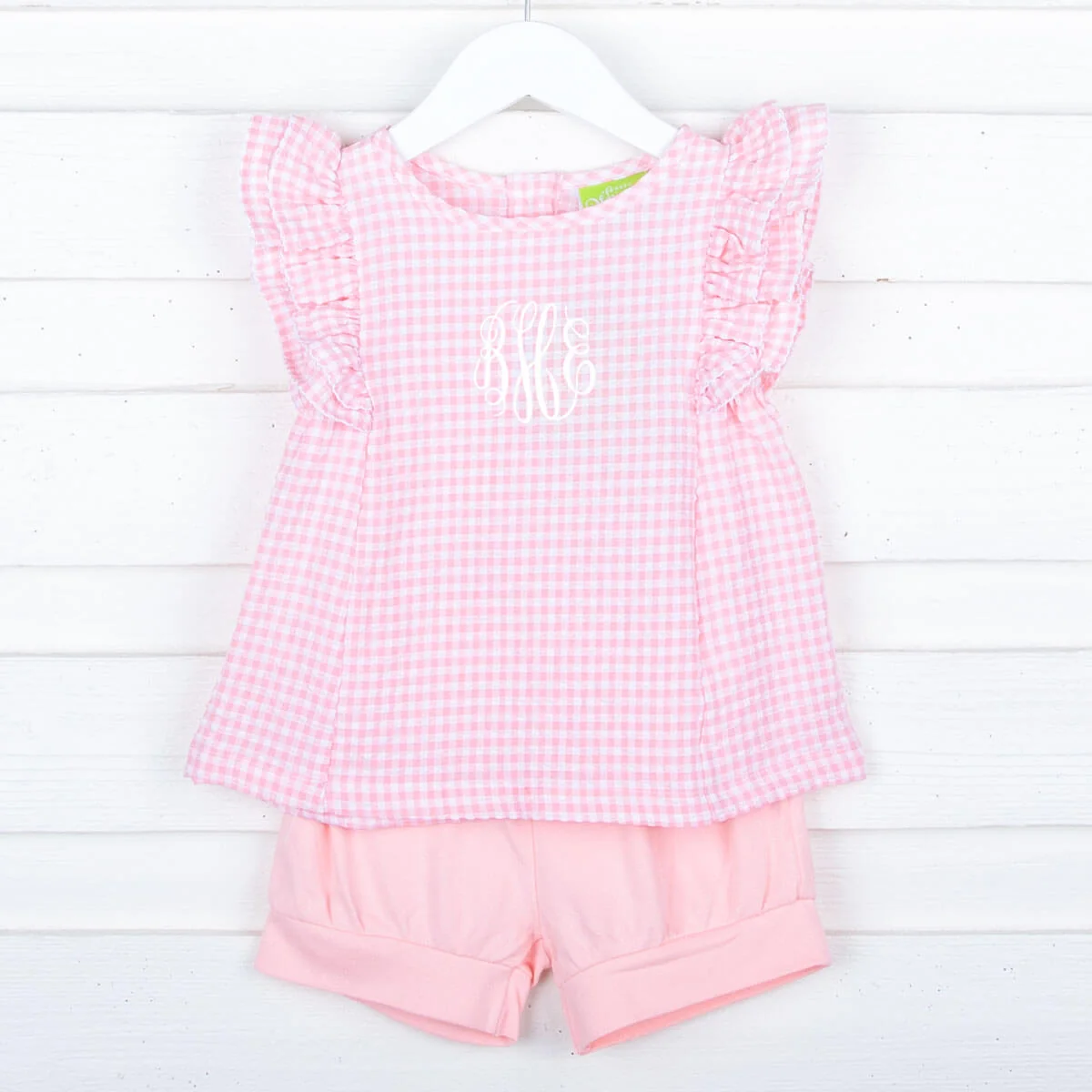 Peach Gingham Waterfall Short Set - Image 3