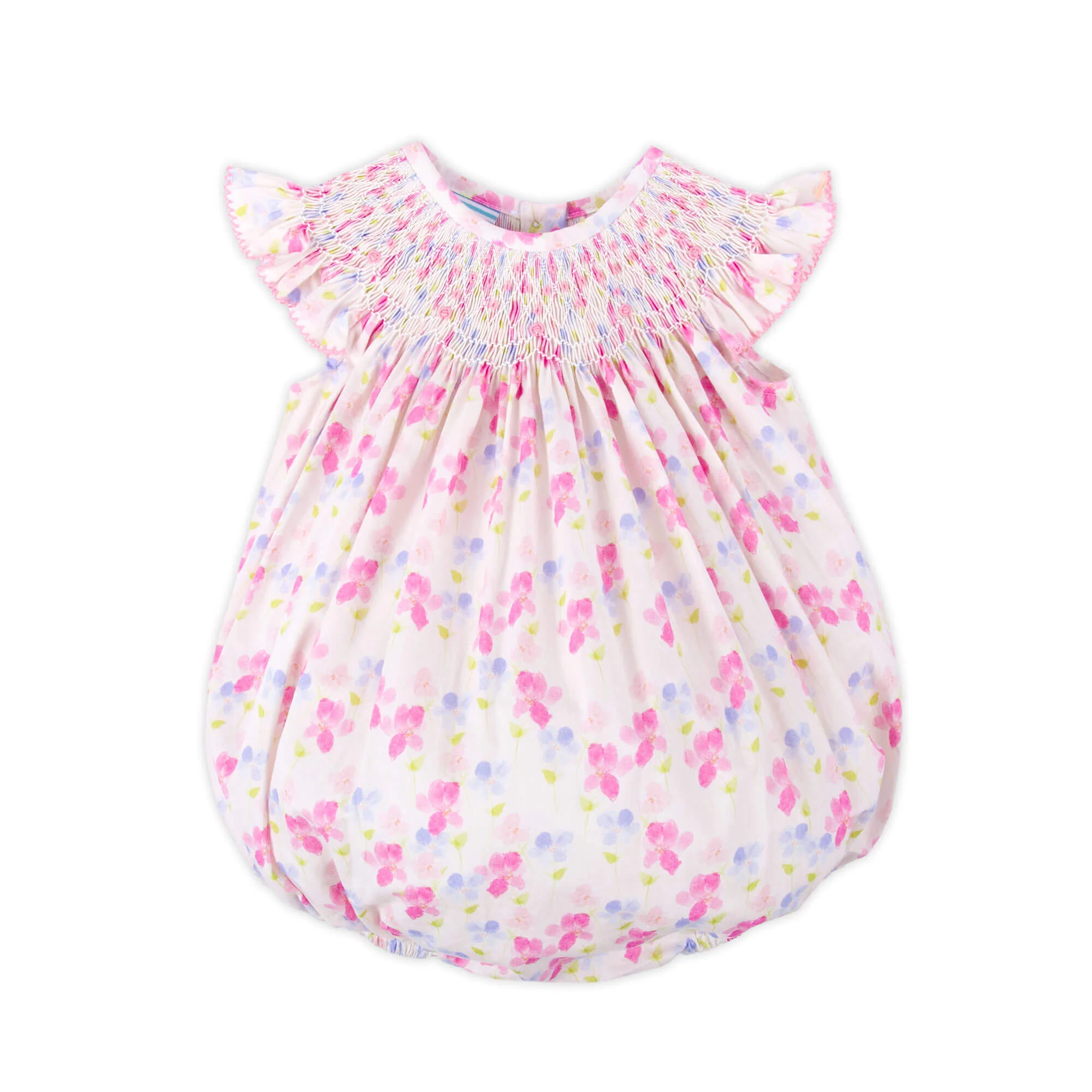 Petal Paradise Smocked Angel Sleeve Bubble