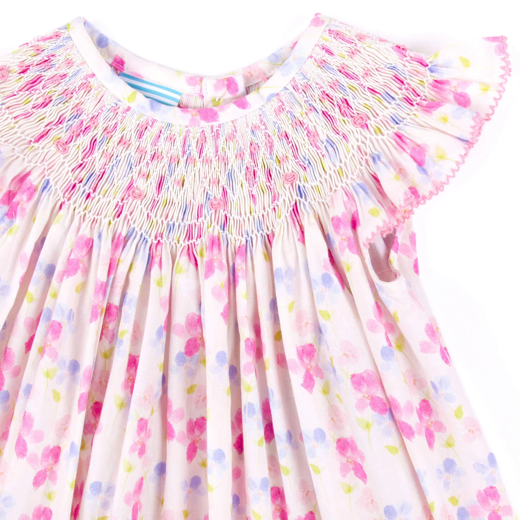 Petal Paradise Smocked Angel Sleeve Bubble - Image 2