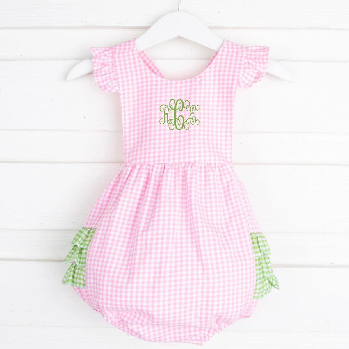 Pink and Green Gingham Ruffle Bubble