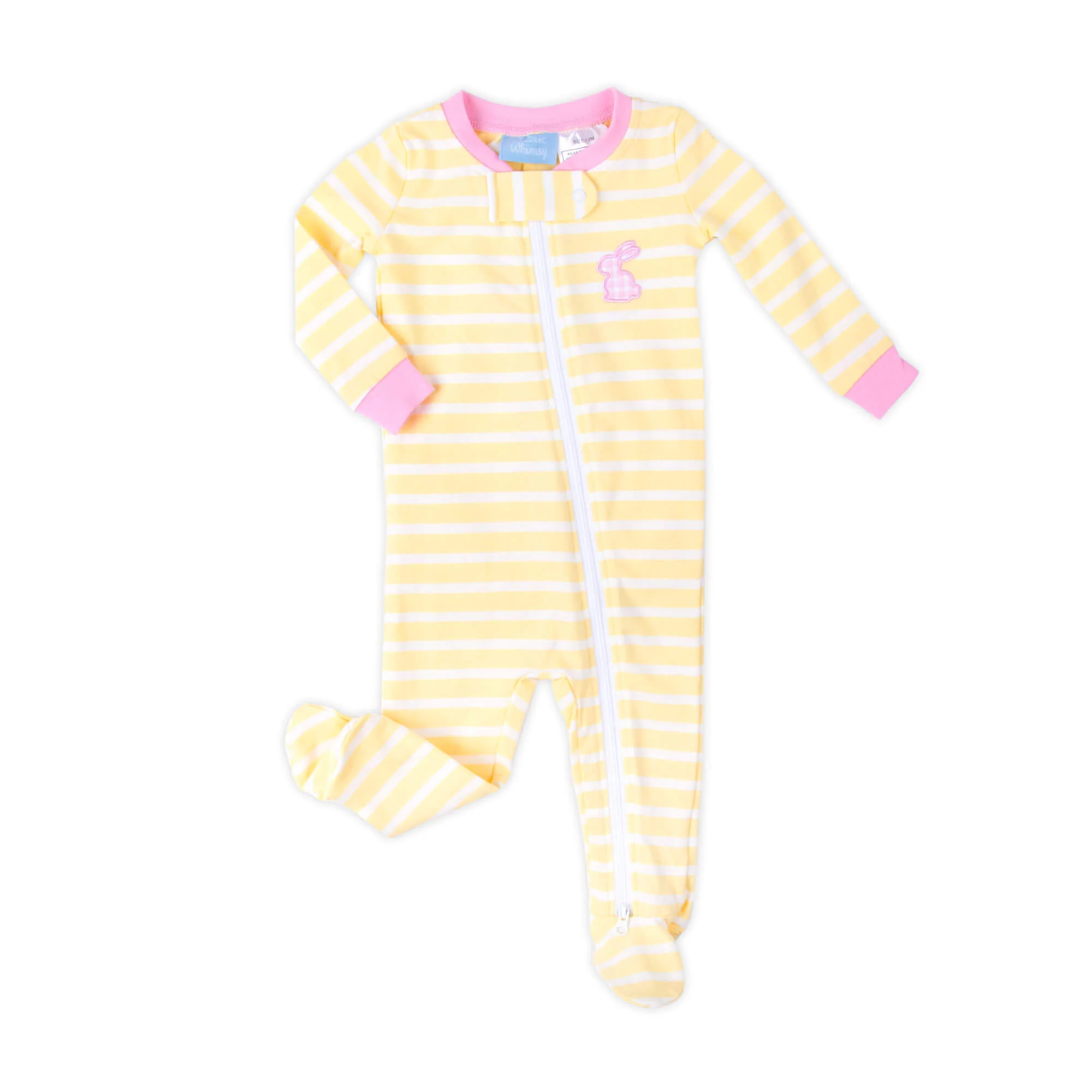 Yellow Stripe Bunny Zip Sleeper Pink