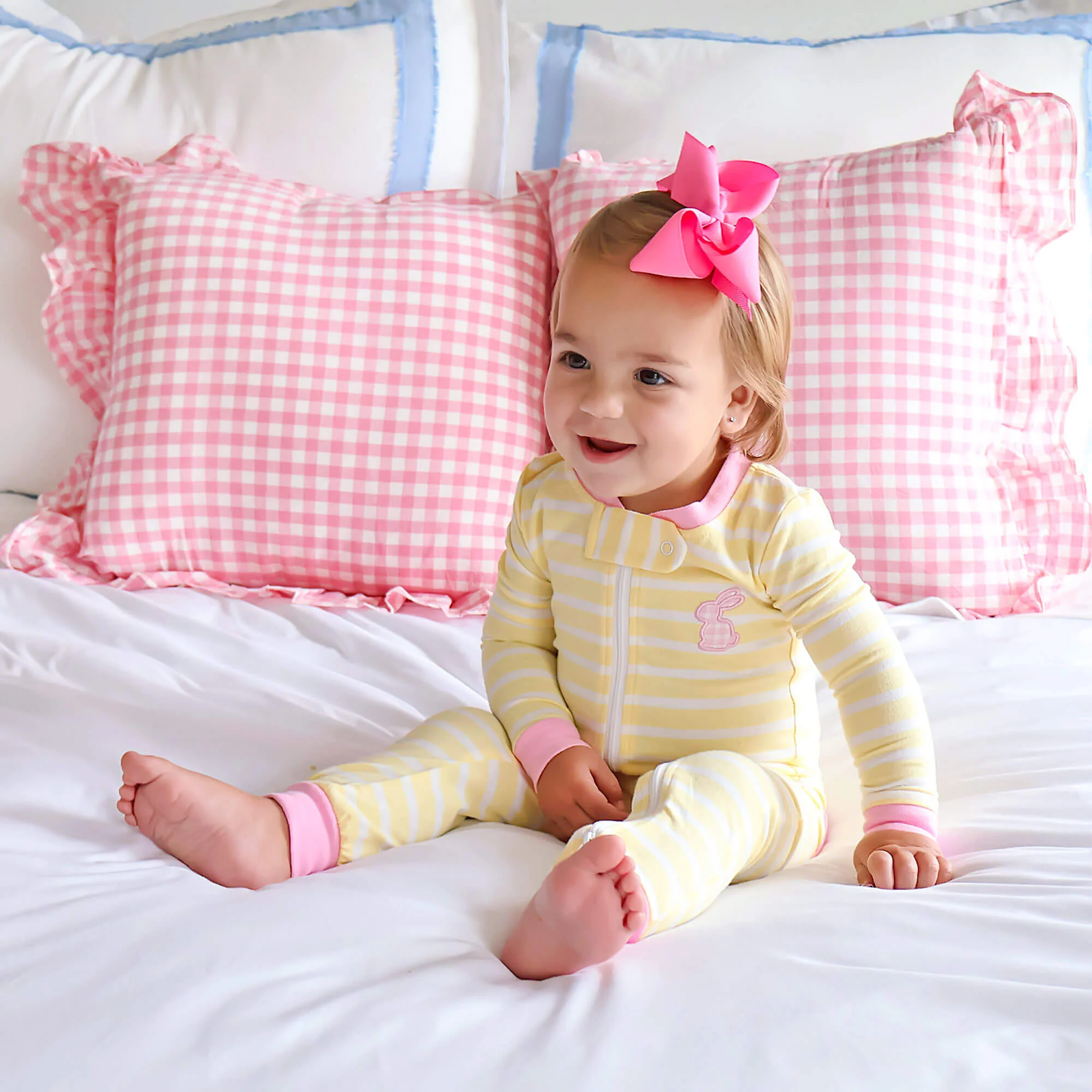 Yellow Stripe Bunny Zip Sleeper Pink - Image 2