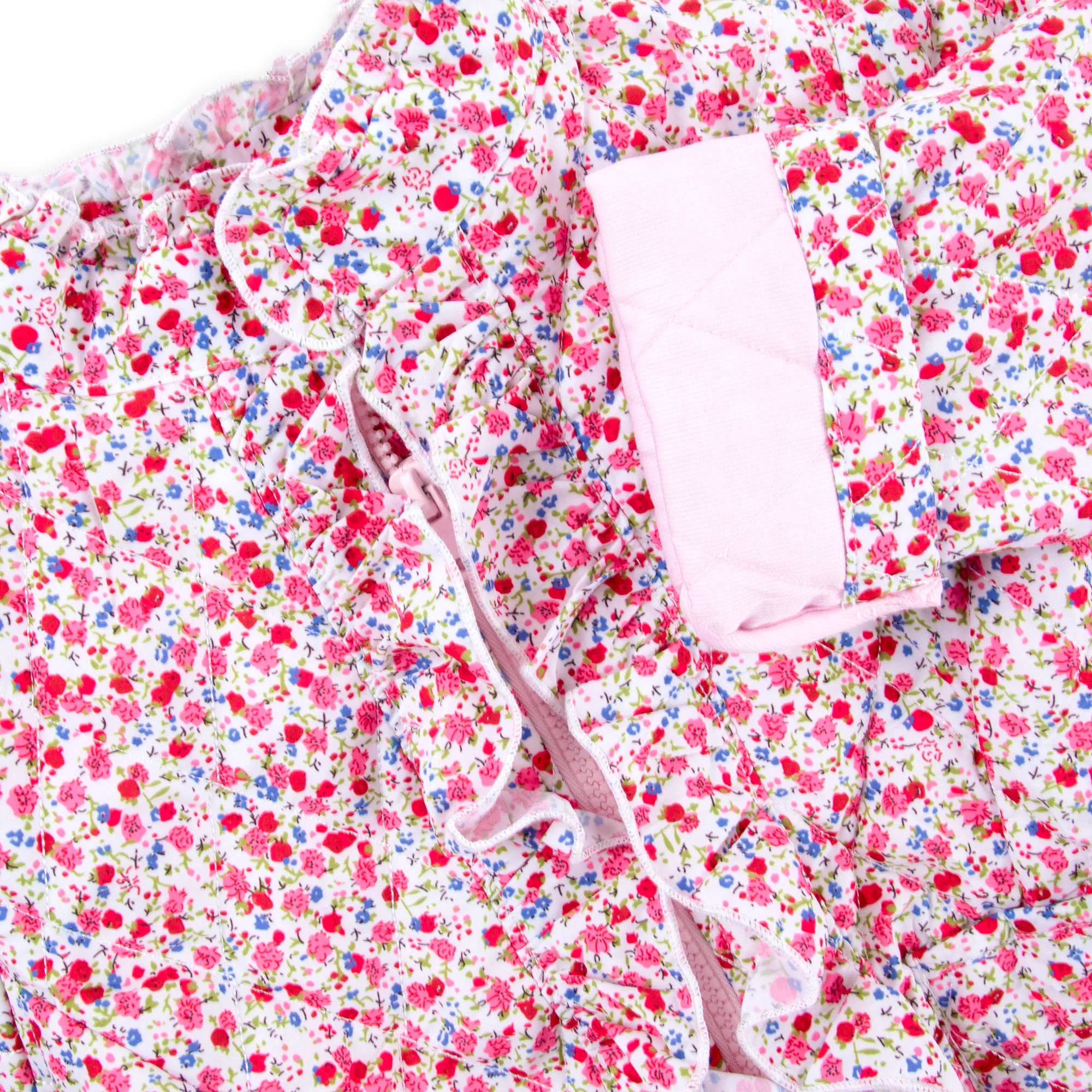 Pink Floral Quilted Ruffle Coat - Image 4