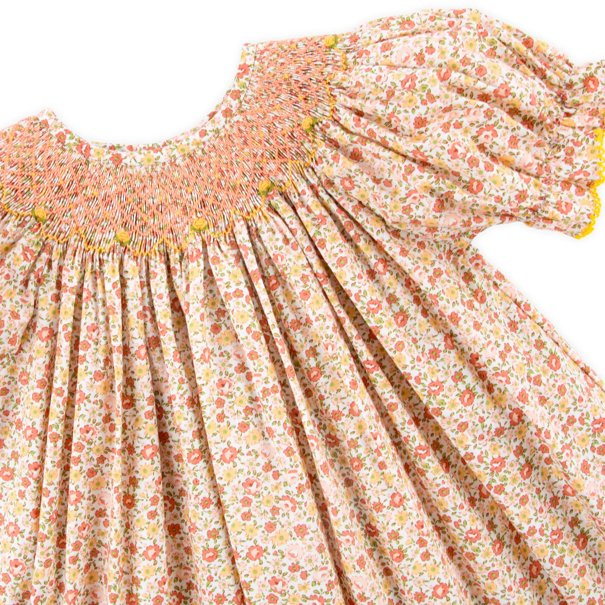 Pink Floral Smocked Bishop Dress - Image 2