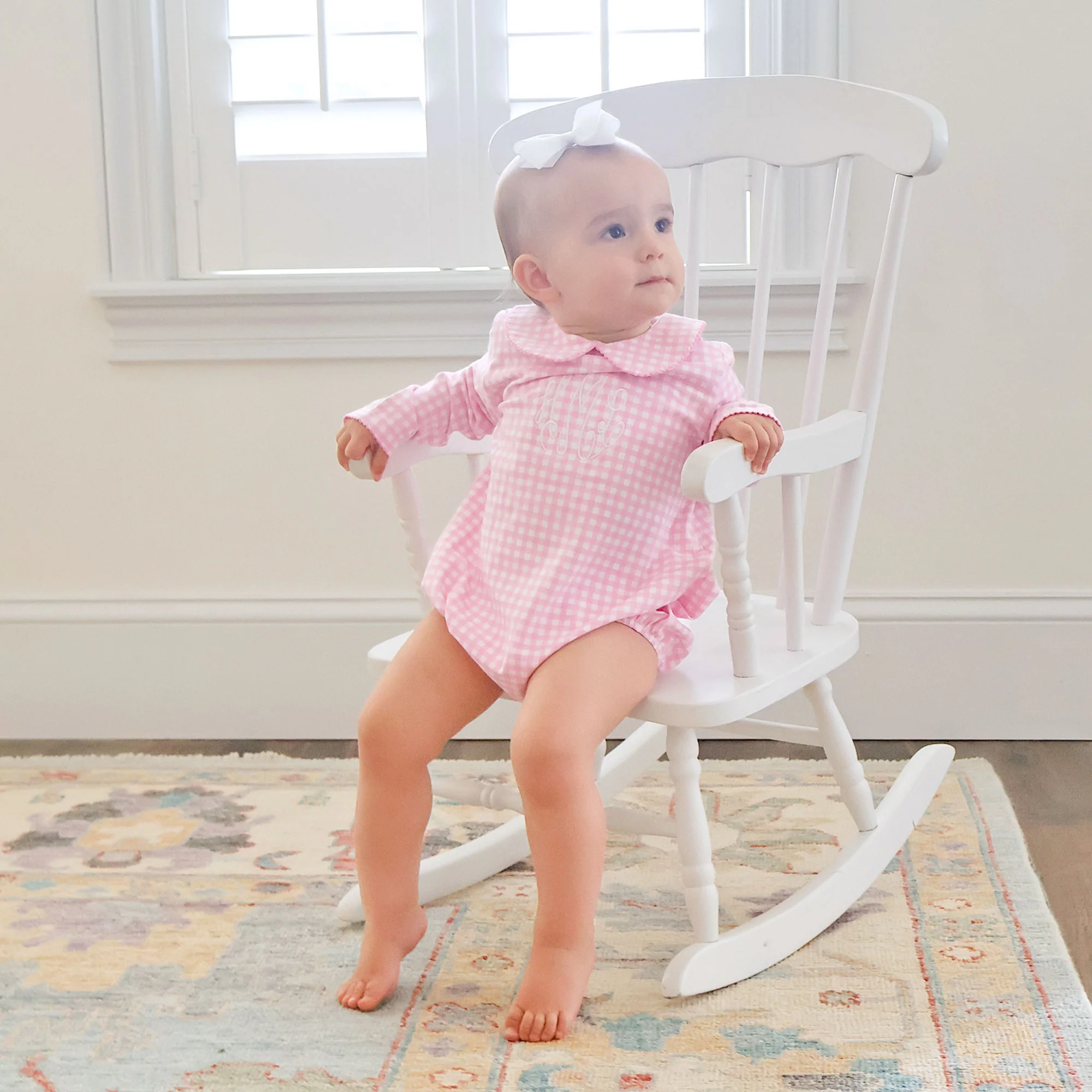 Pink Gingham Long Sleeve Bodysuit