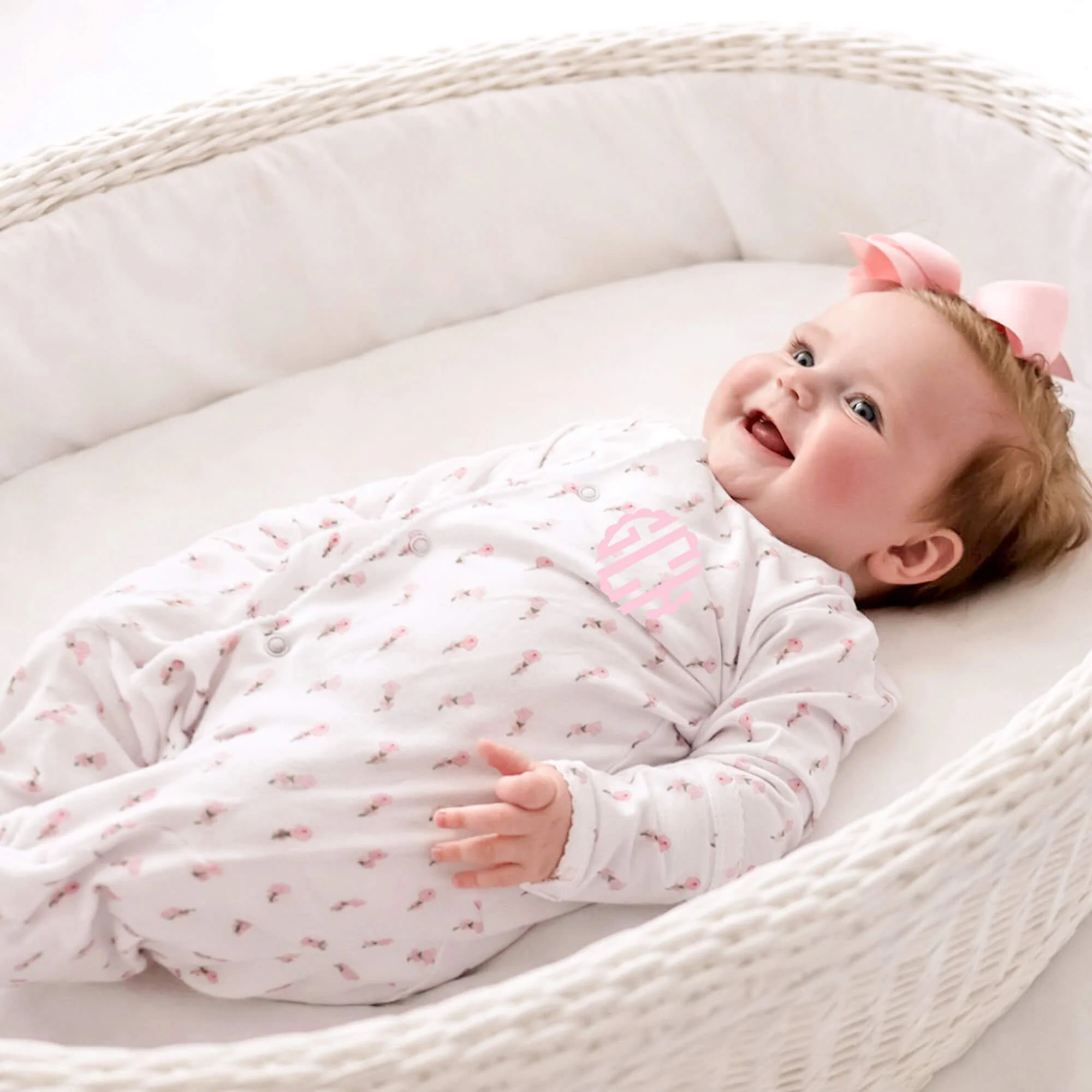 Pink Rosebud Layette Gown