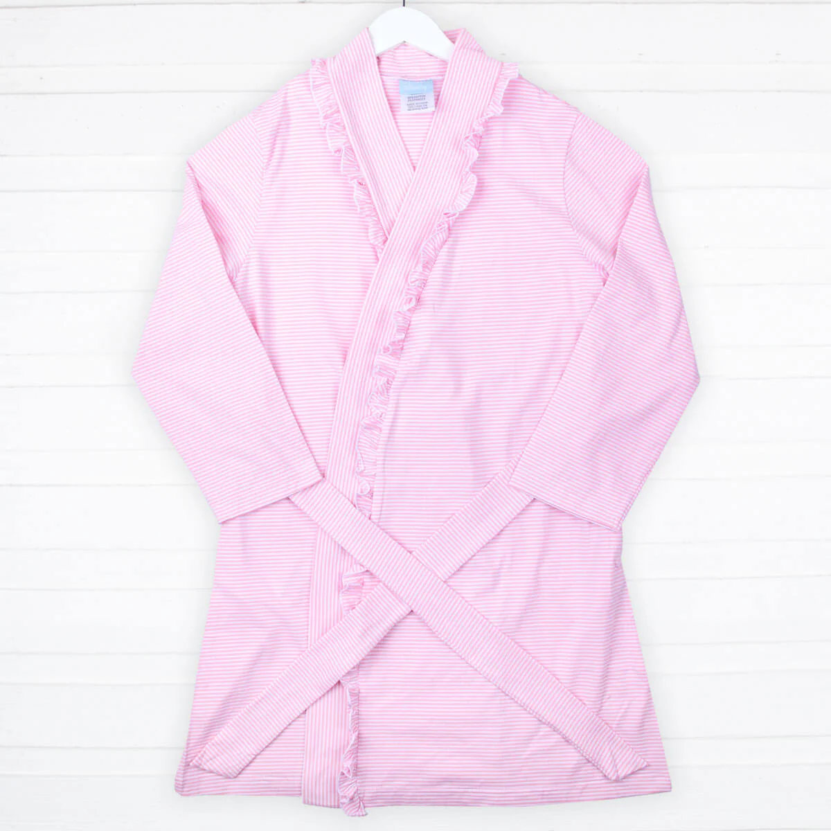 Pink Stripe Ruffle Women's Robe - Image 4