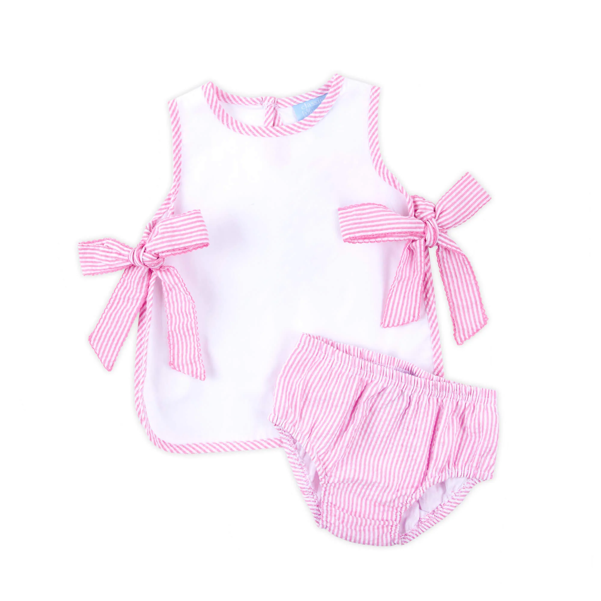Pink Stripe Seersucker Popover Set - Image 4
