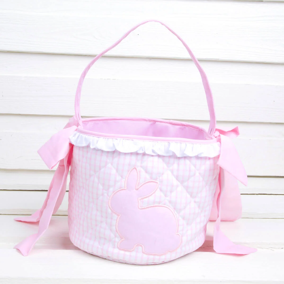 Pink Windowpane Easter Basket - Image 3