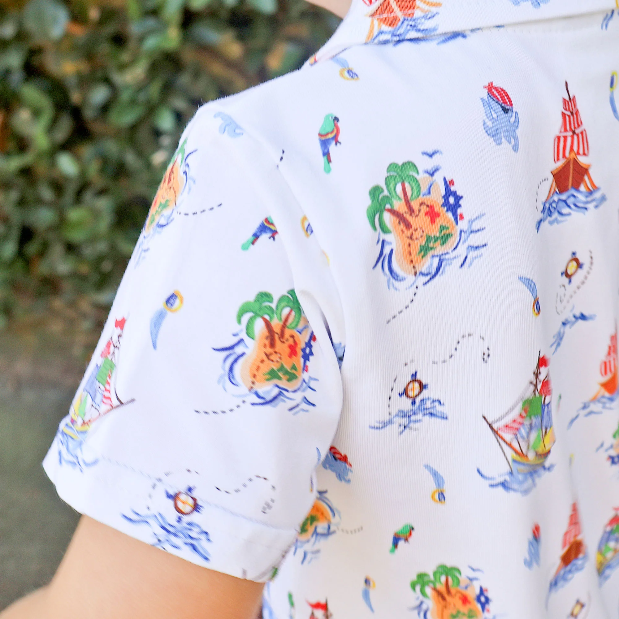 Pirate Ship Print Polo Romper - Image 3