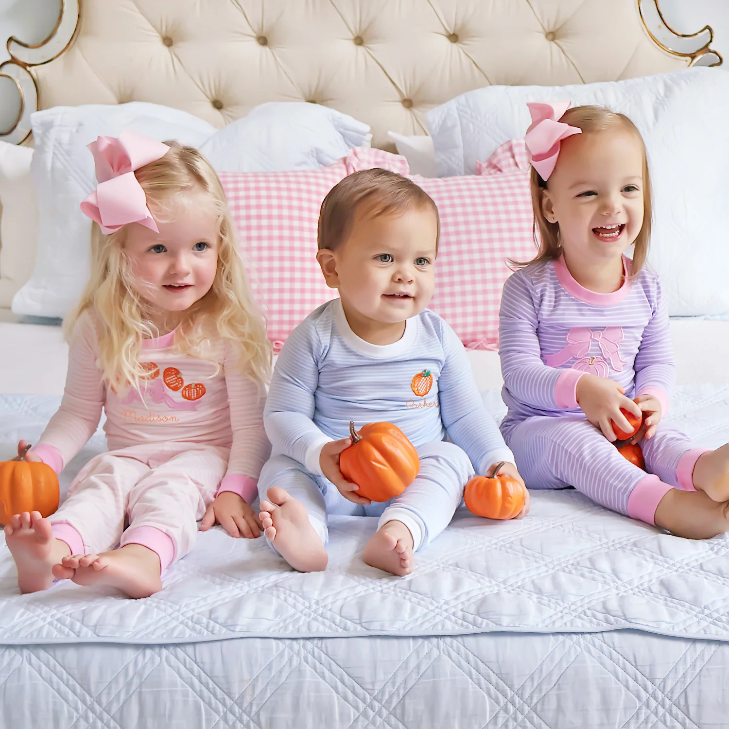 Pumpkin Light Blue Stripe Pajamas - Image 3