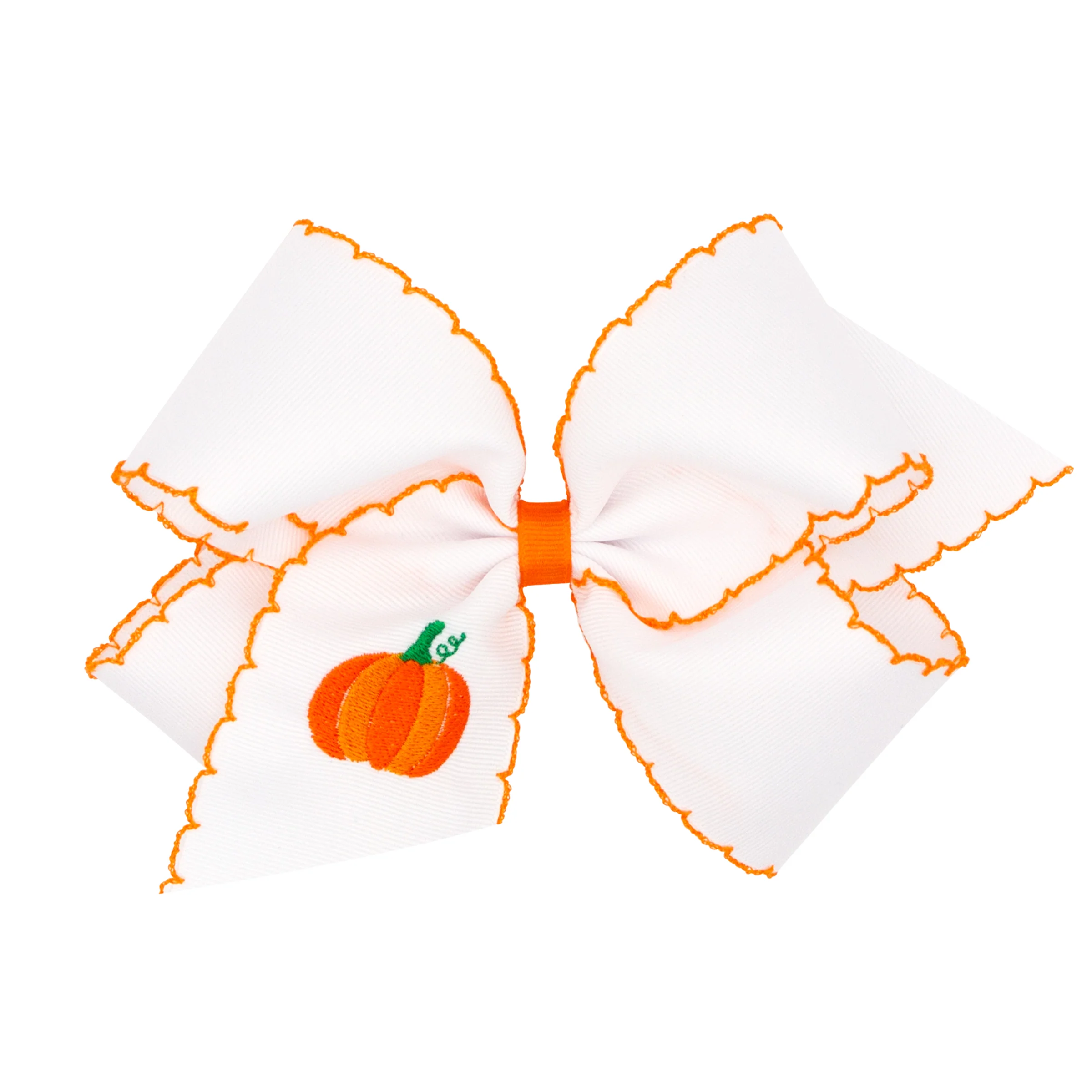 Pumpkin Embroidered Moonstitch Bow