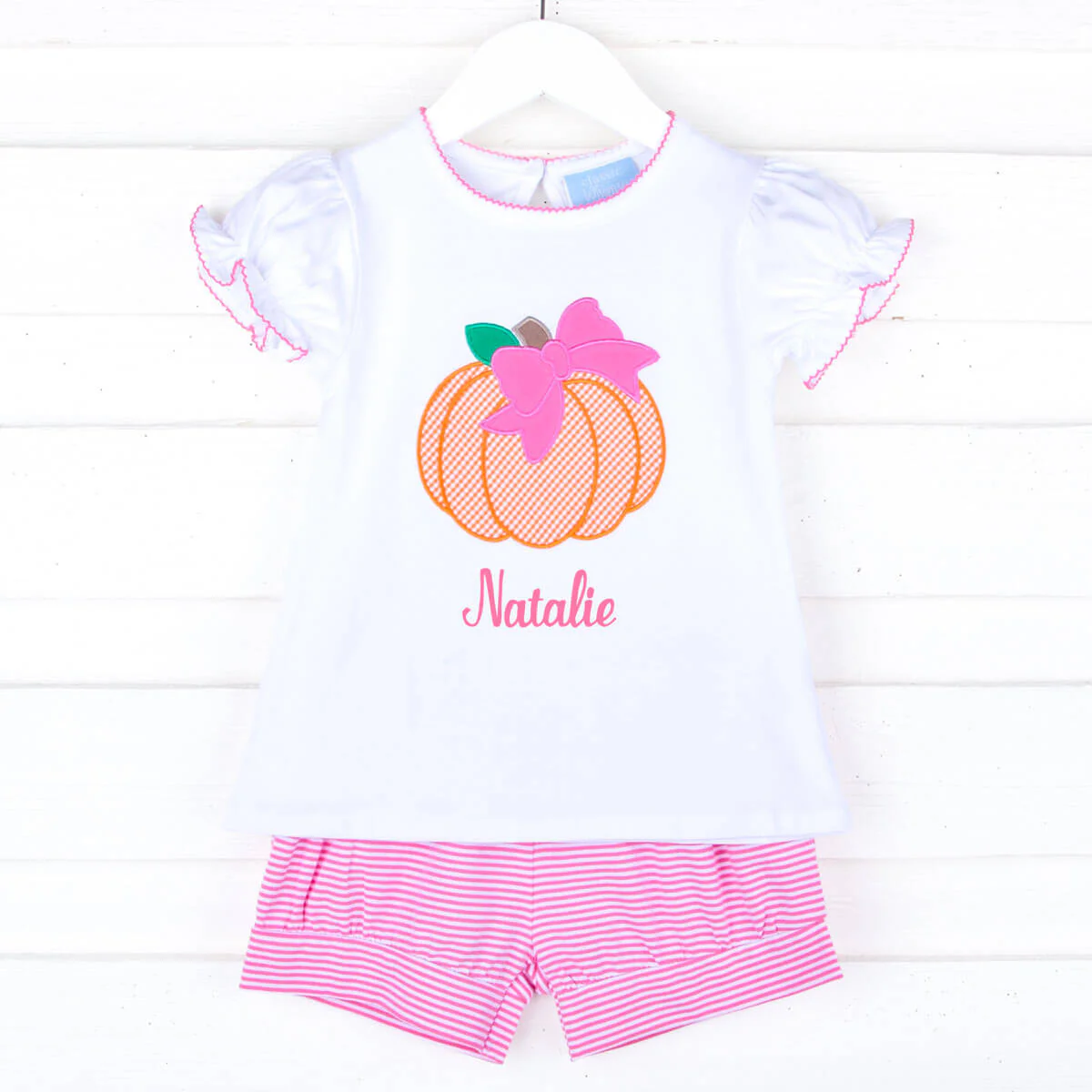 Pumpkin Hot Pink Stripe Short Set