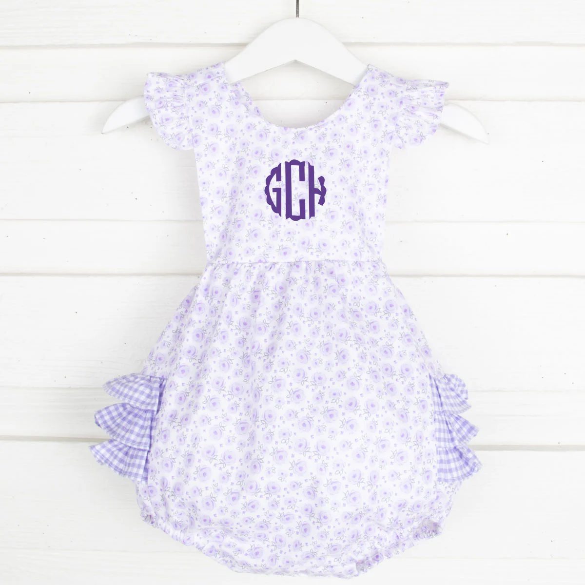 Purple Carolina Gingham Ruffle Bubble