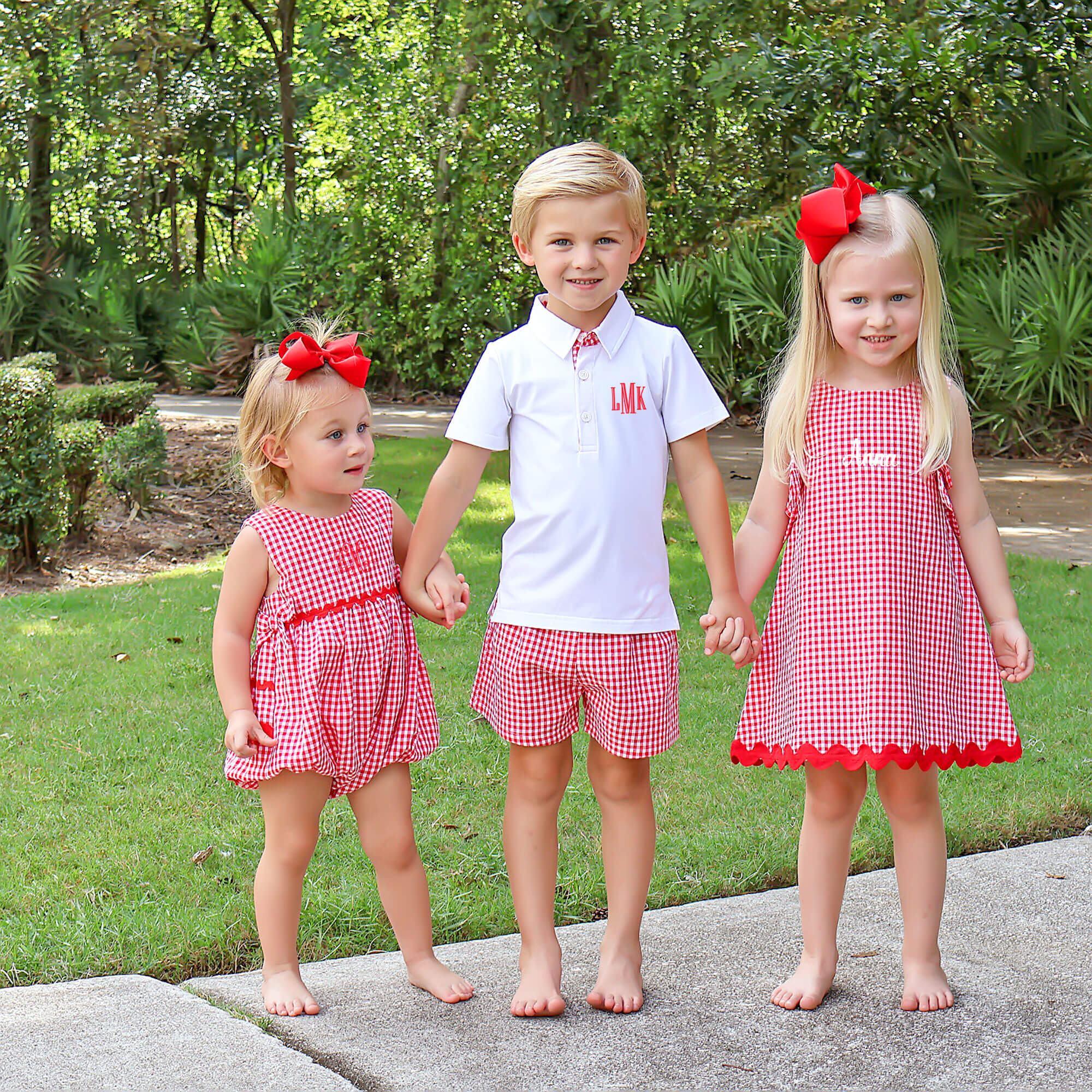 Red Gingham Polo Boy Short Set - Image 5