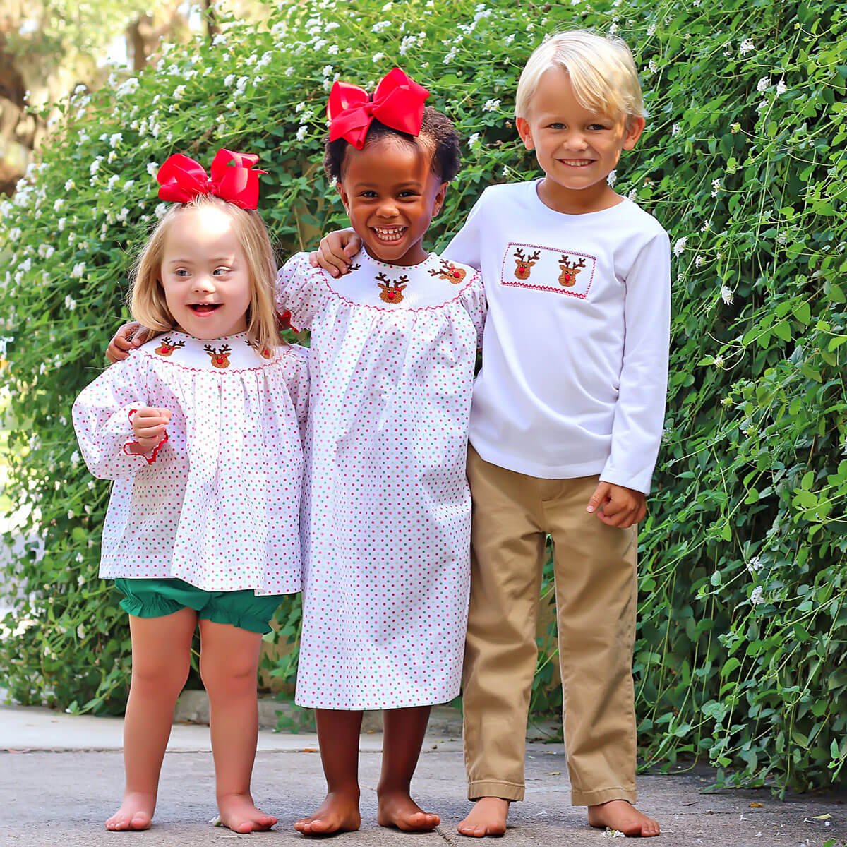 Reindeer Cheer Smocked Bishop Dress - Image 4