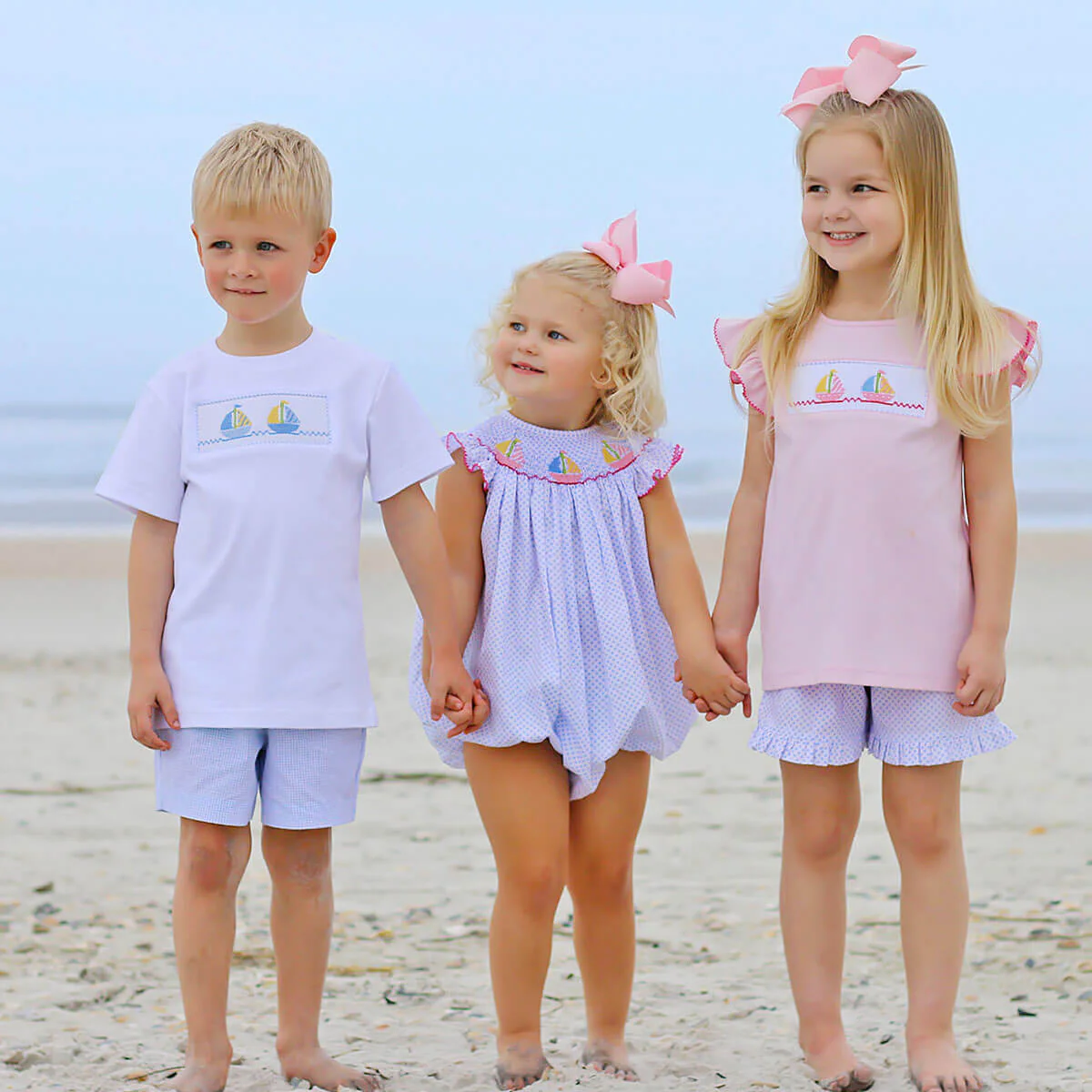 Sailboat Smocked Pink Short Set - Image 4