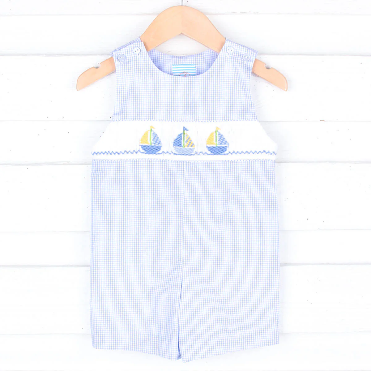Light Blue Sailboat Smocked Jon Jon