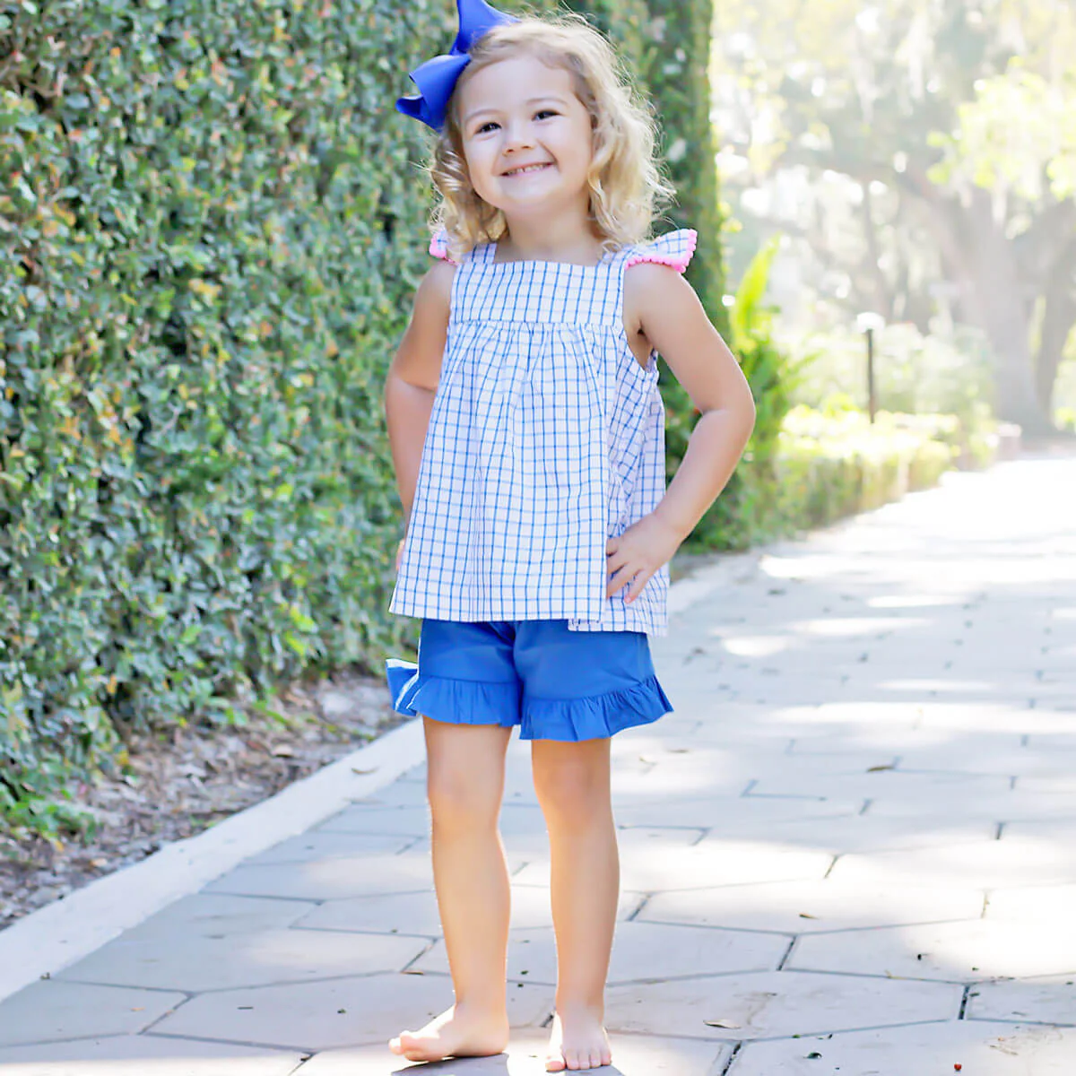Blue Windowpane Amy Short Set