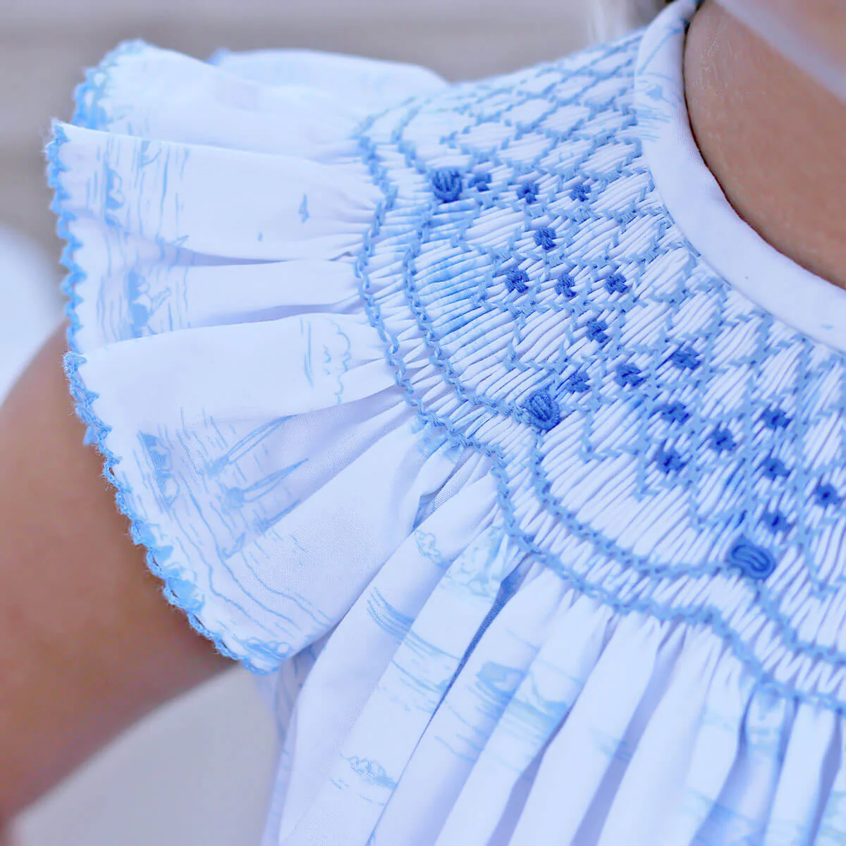 Sailboat Toile Smocked Bubble - Image 2