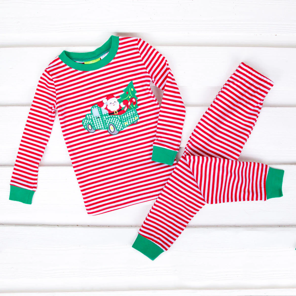 Santa Stops Here Pajamas Red Stripe - Image 7