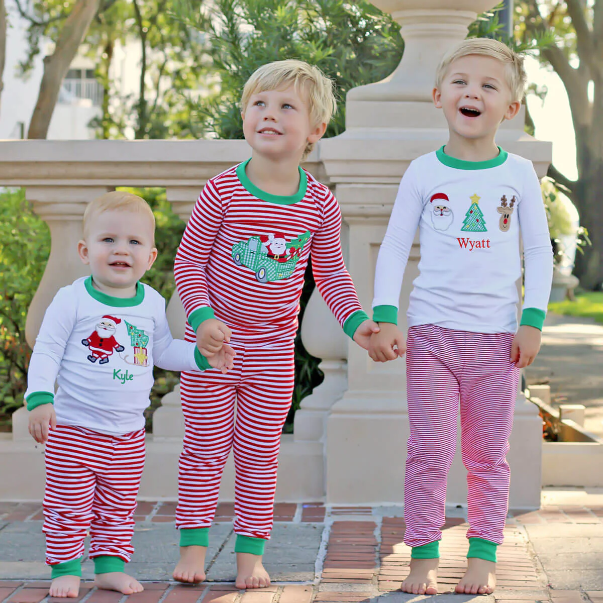 Santa's Sleigh Pajamas Red Stripe - Image 3