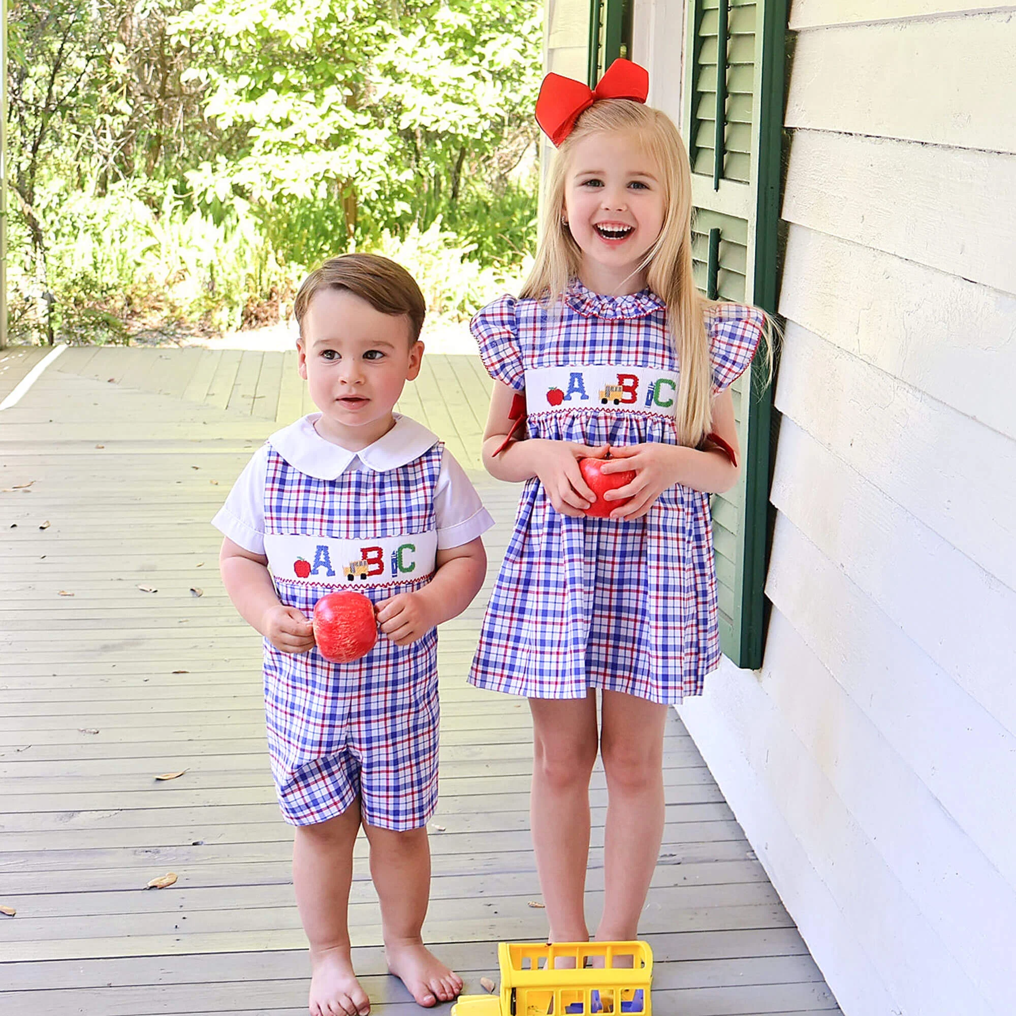 School Days Smocked Navy Plaid Beverly Dress - Image 4
