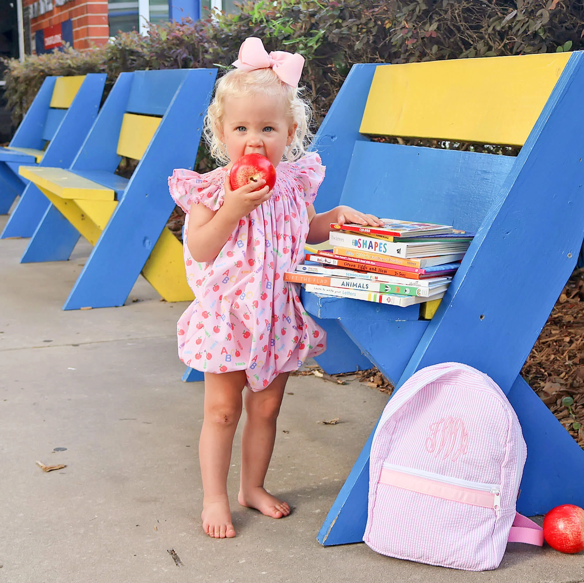 School Essentials Pink Smocked Bubble - Image 3