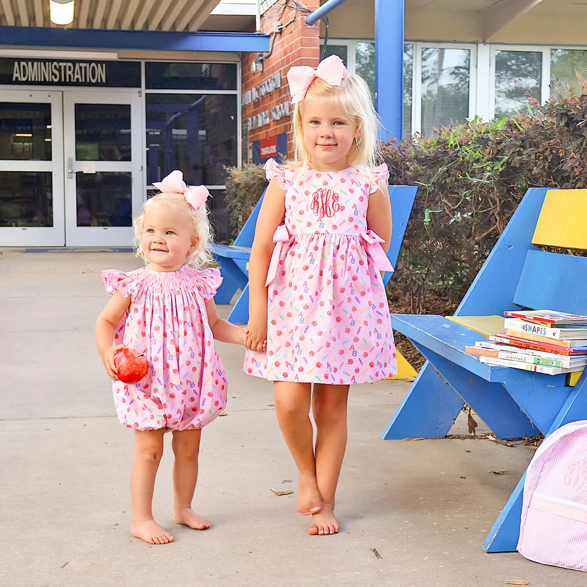 School Essentials Pink Smocked Bubble - Image 4