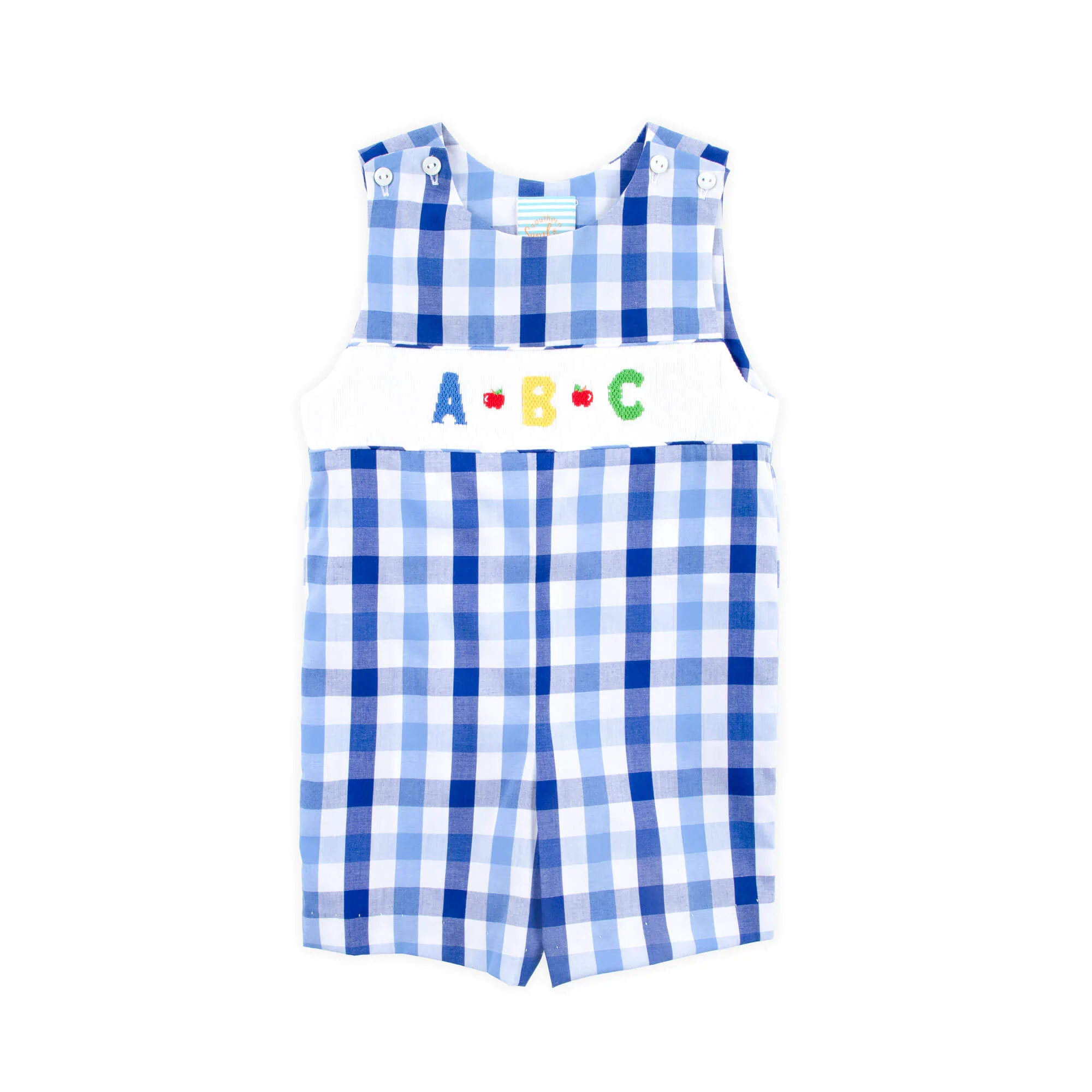 School Ready Smocked Blue Plaid Jon Jon - Image 2
